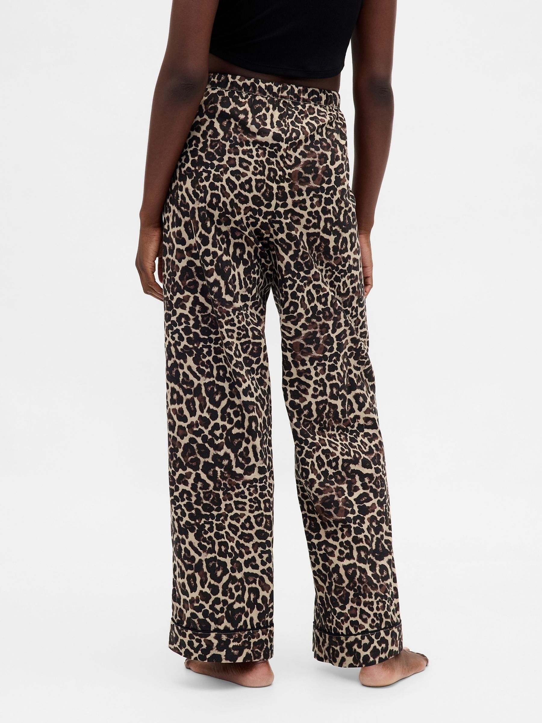 Brown Leopard Print Poplin Pyjama Trousers - Image 2 of 5 Brown Leopard Print Poplin Pyjama Trousers - Image 2 of 5