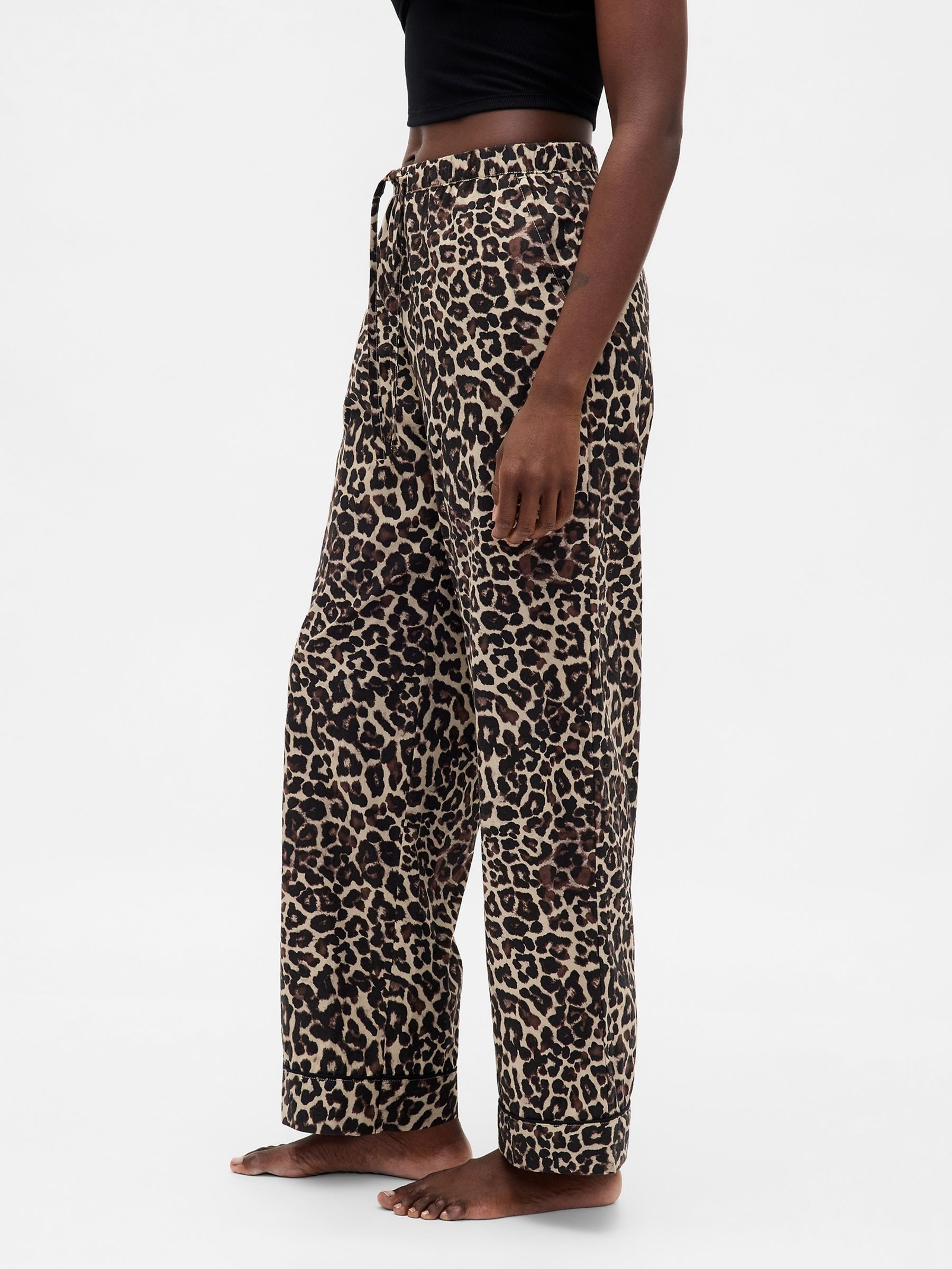 Brown Leopard Print Poplin Pyjama Trousers - Image 3 of 5