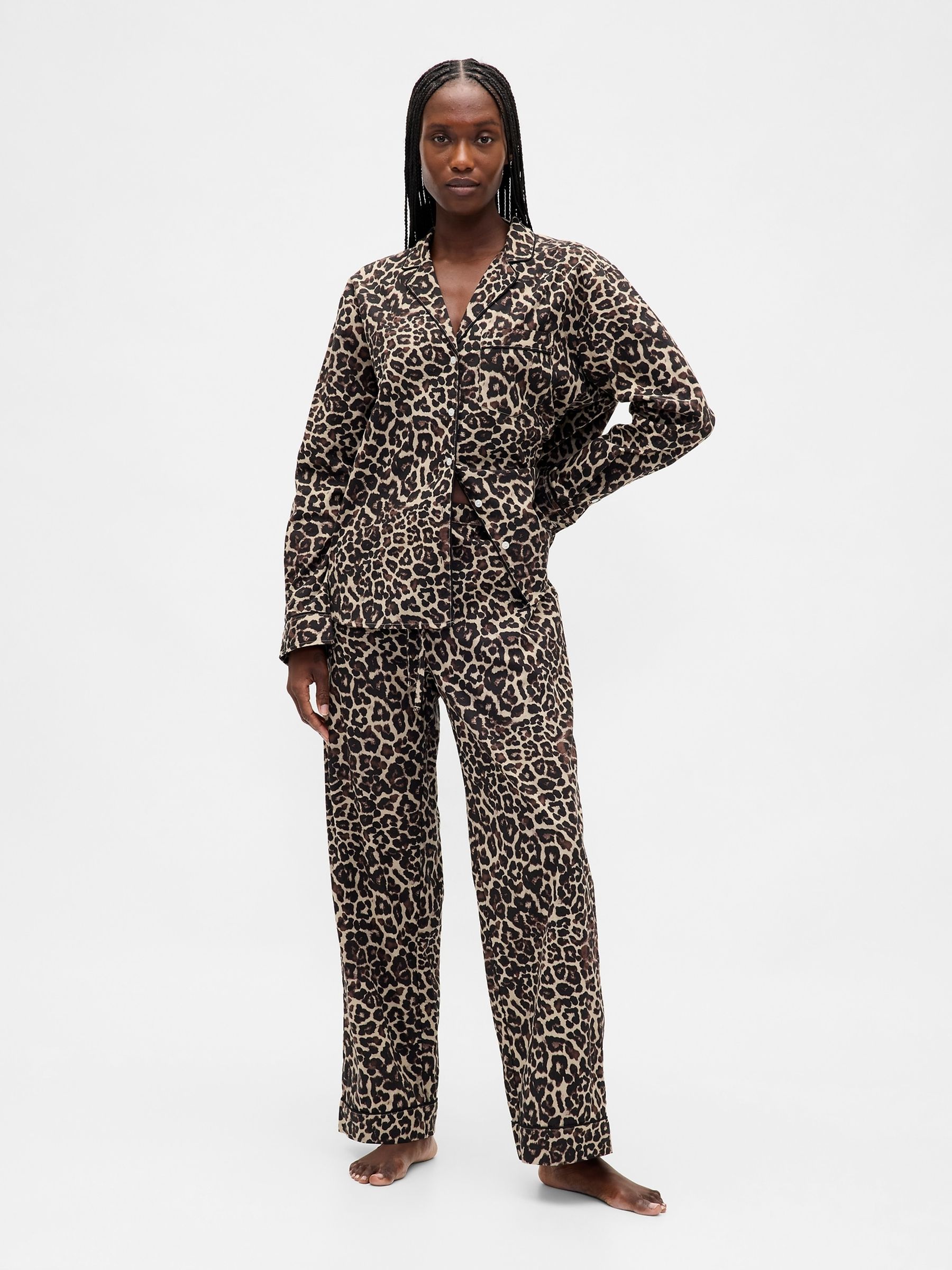 Brown Leopard Print Poplin Pyjama Trousers - Image 5 of 5 Brown Leopard Print Poplin Pyjama Trousers - Image 5 of 5