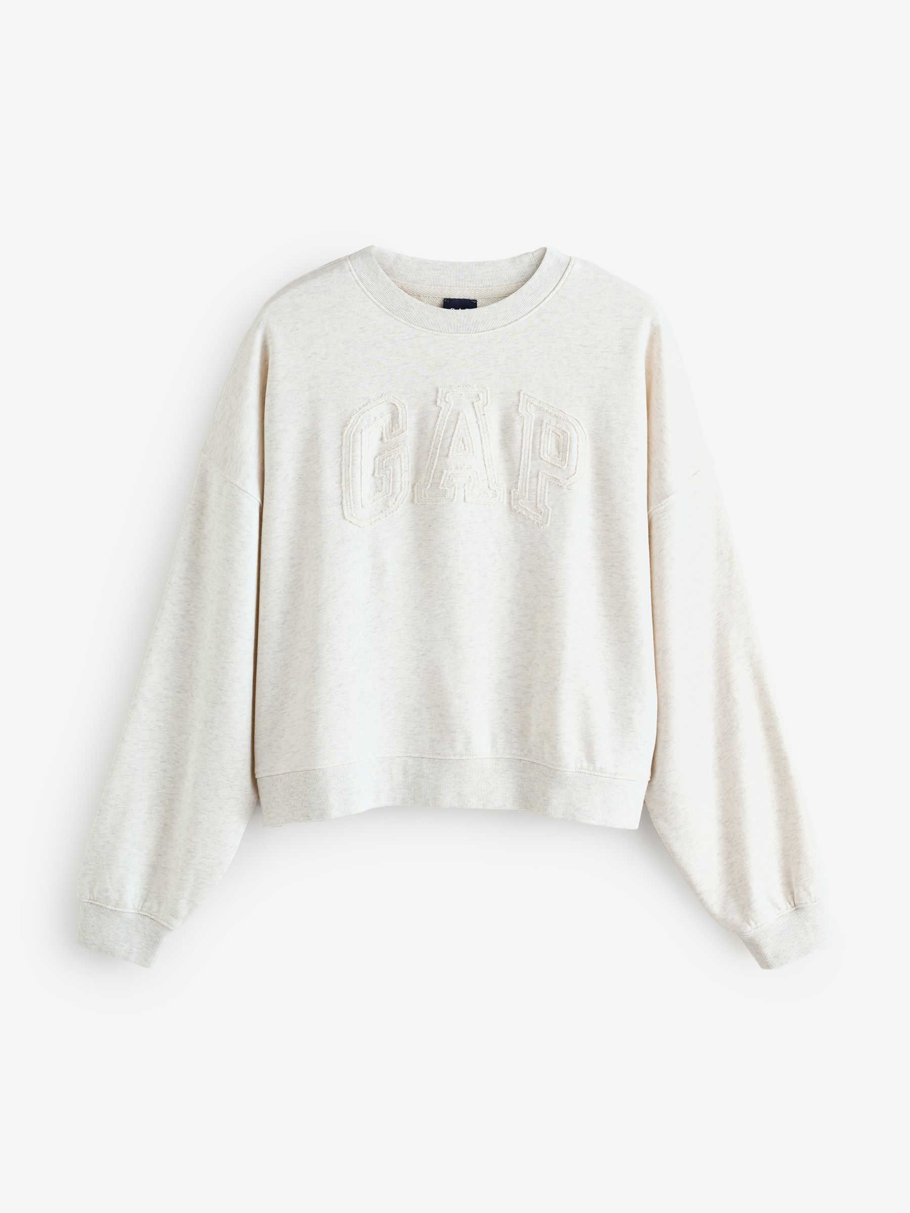 Cream French Terry Logo Wedge Sweatshirt - Image 1 of 5 Cream French Terry Logo Wedge Sweatshirt - Image 1 of 5