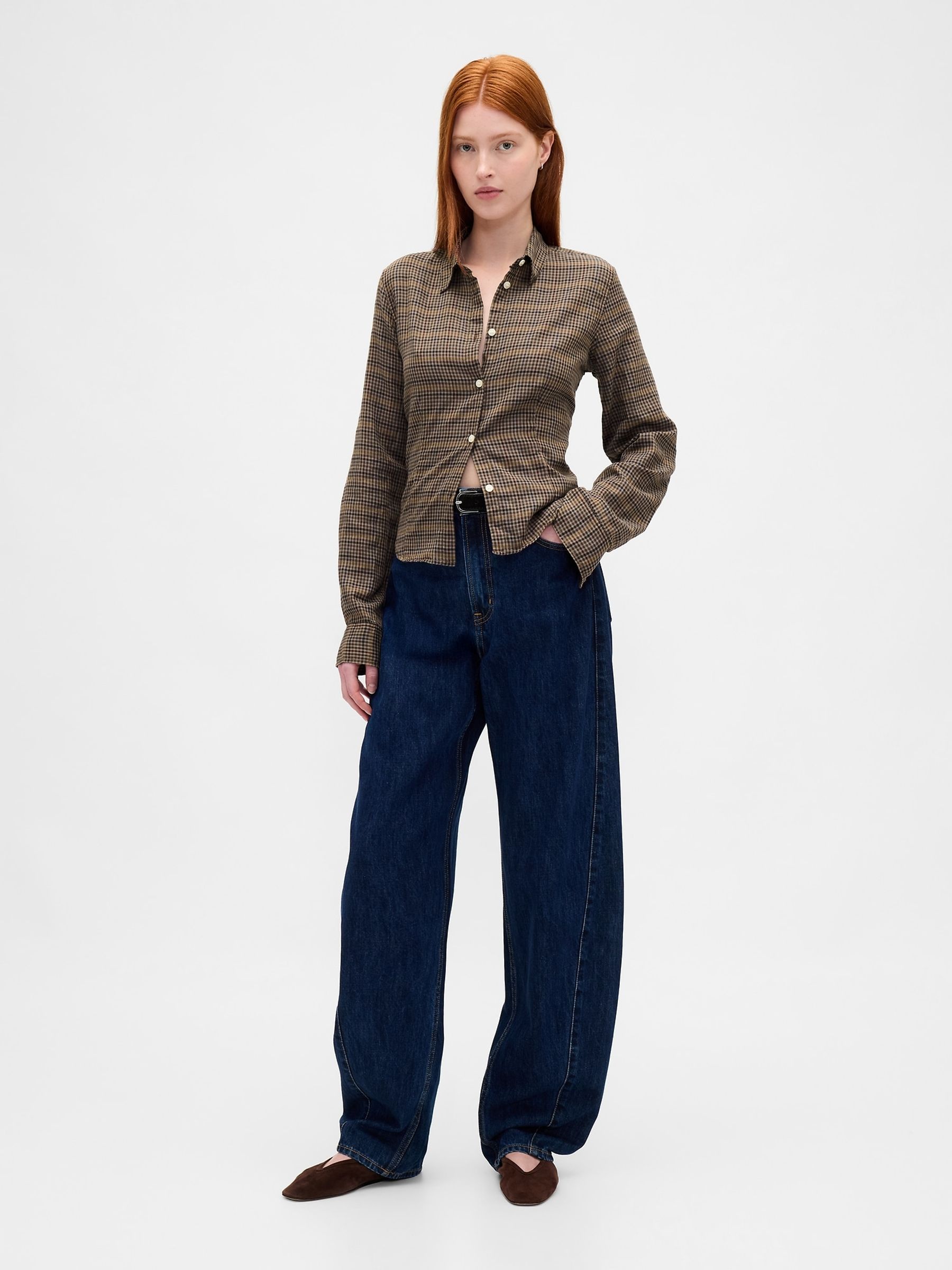 Brown Check Flannel Fitted Check Shirt - Image 3 of 3
