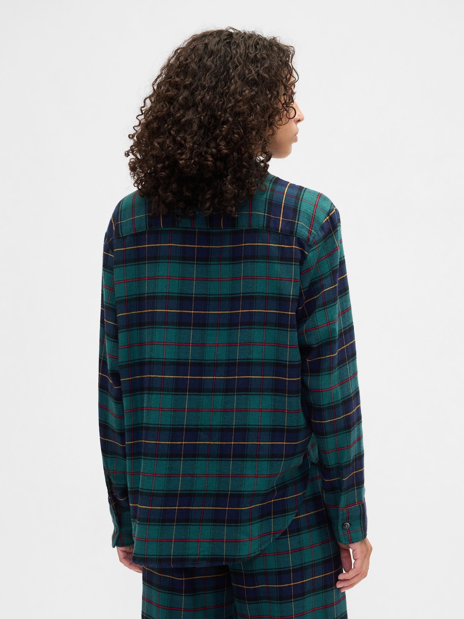 Green Flannel Long Sleeve Pyjama Top - Image 2 of 4