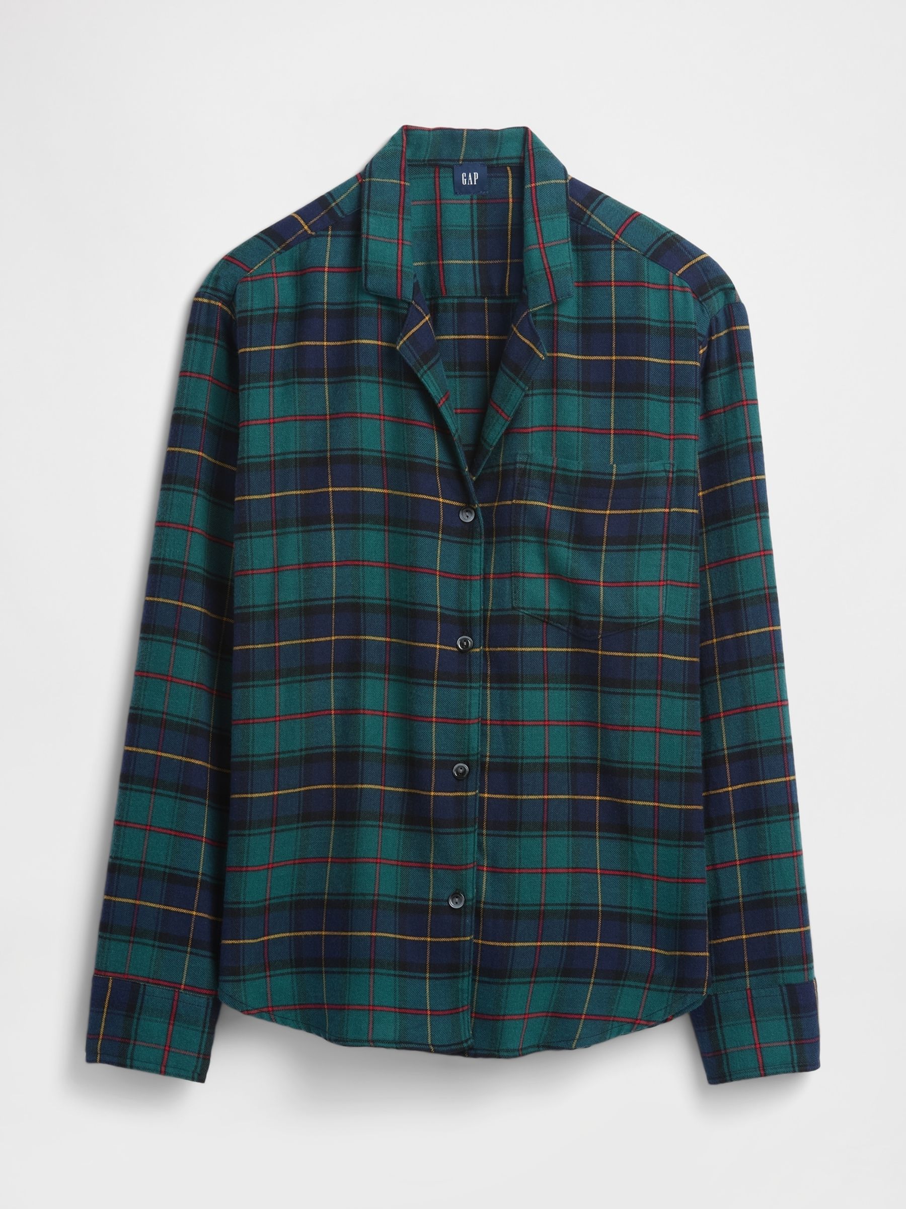 Green Flannel Long Sleeve Pyjama Top - Image 4 of 4