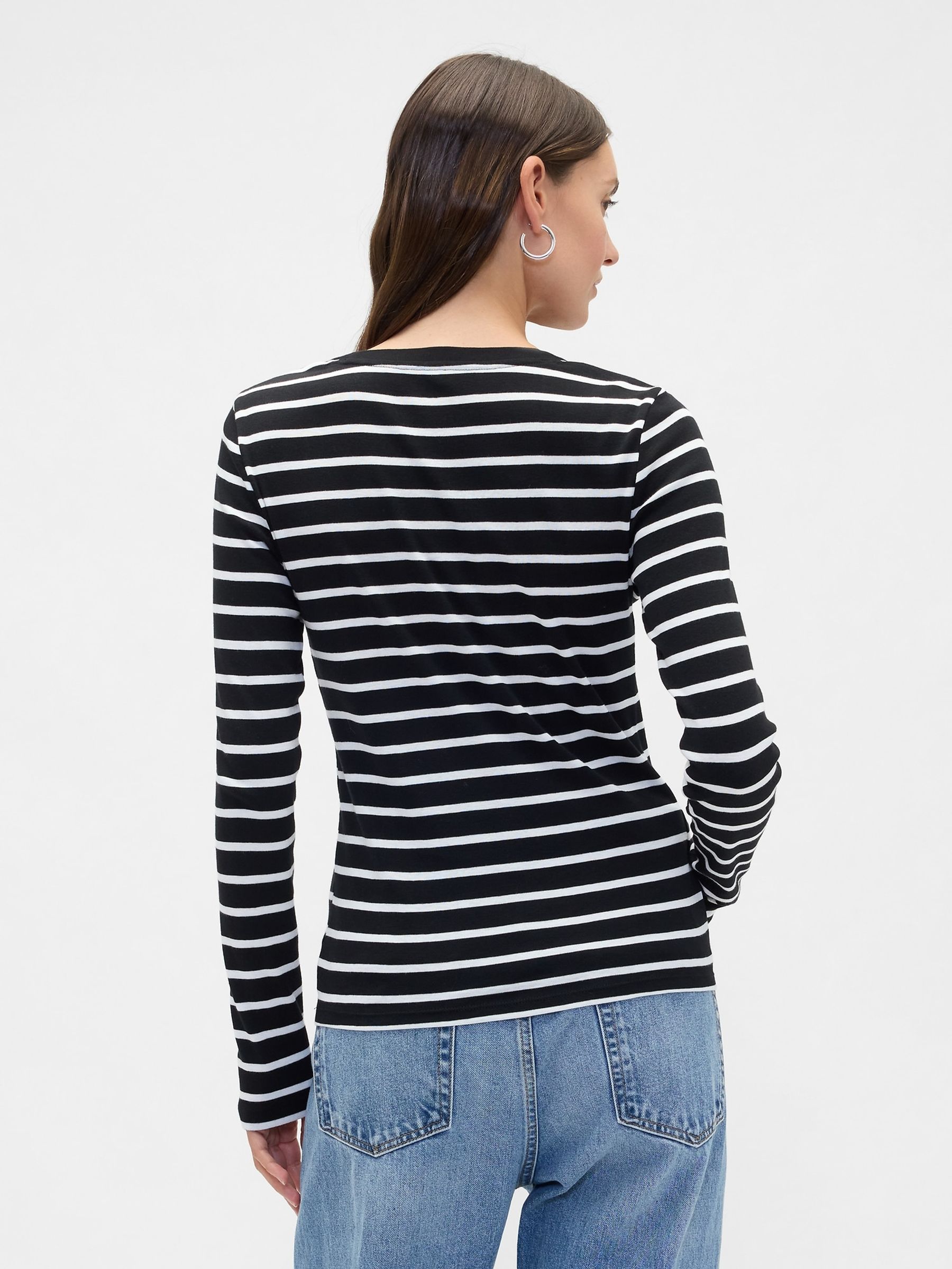 Black Modern Crewneck Long Sleeve T-Shirt - Image 2 of 5