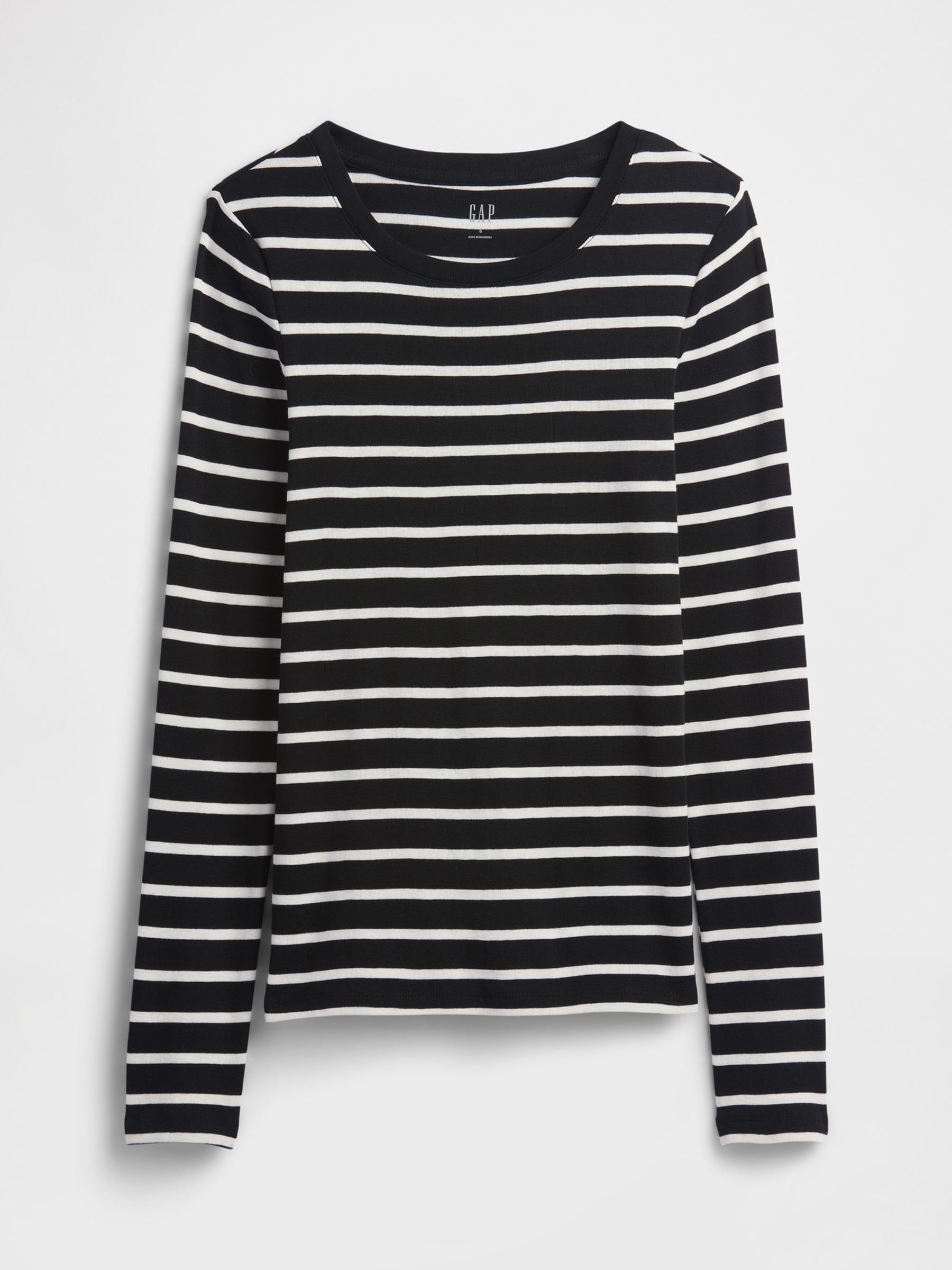Black Modern Crewneck Long Sleeve T-Shirt - Image 5 of 5
