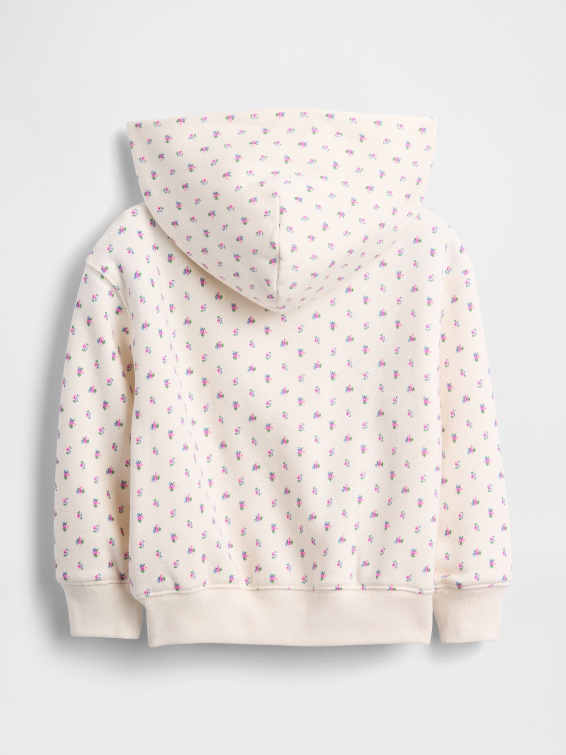 Cream/Pink Floral Vintage Soft Zip-Up Hoodie (6mths-5yrs) - Image 2 of 2