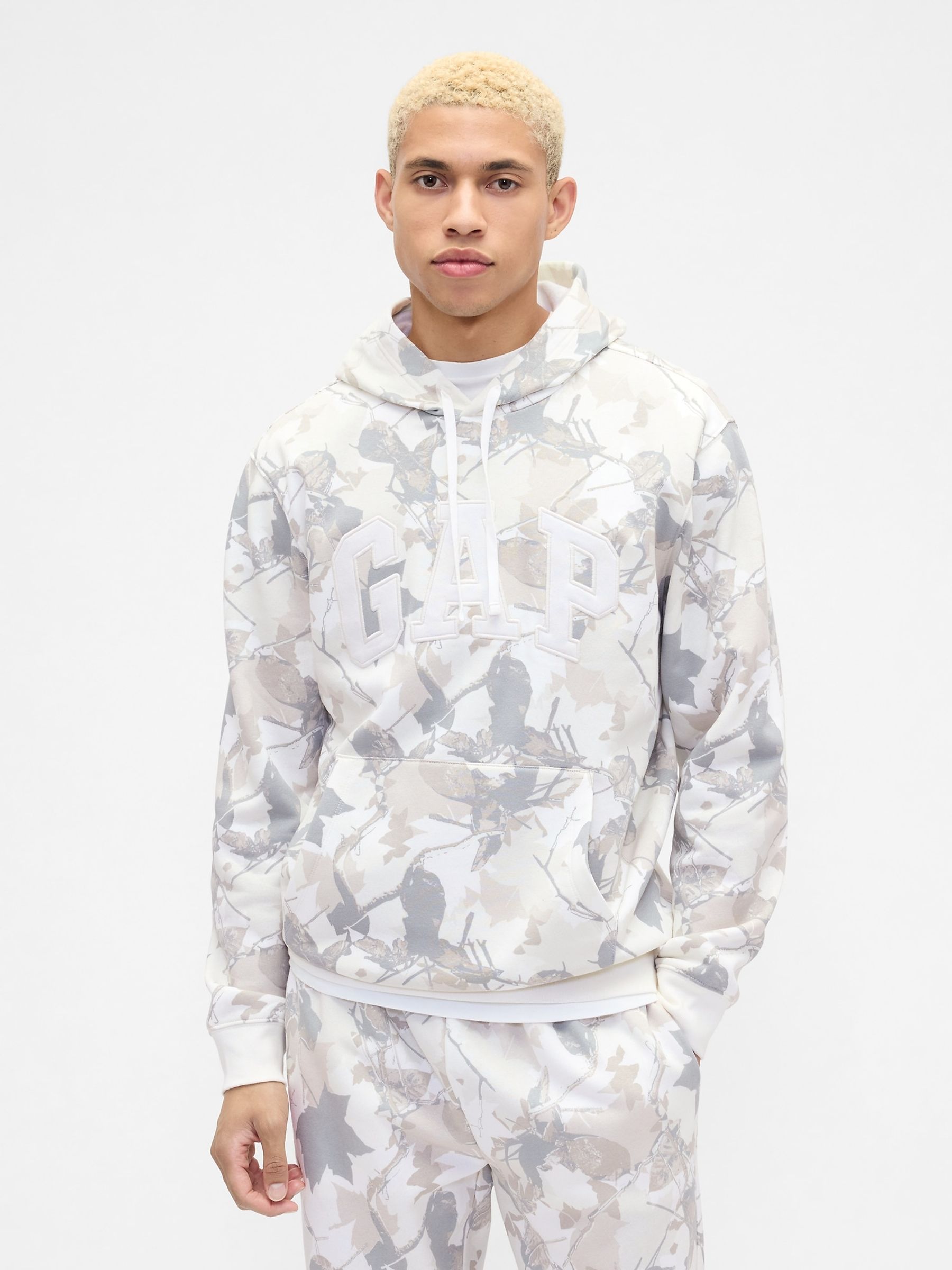 Cream Relaxed Camo Logo Hoodie - Image 1 of 4