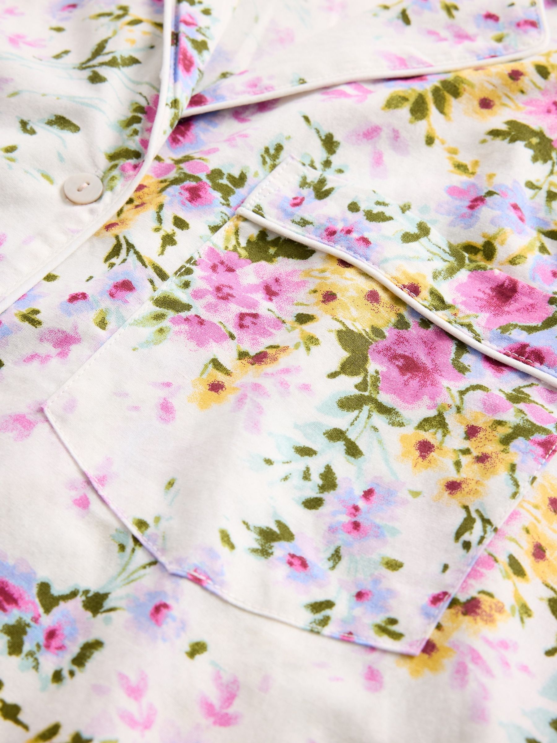 White/Pink Floral Poplin Pyjama Shirt - Image 4 of 4