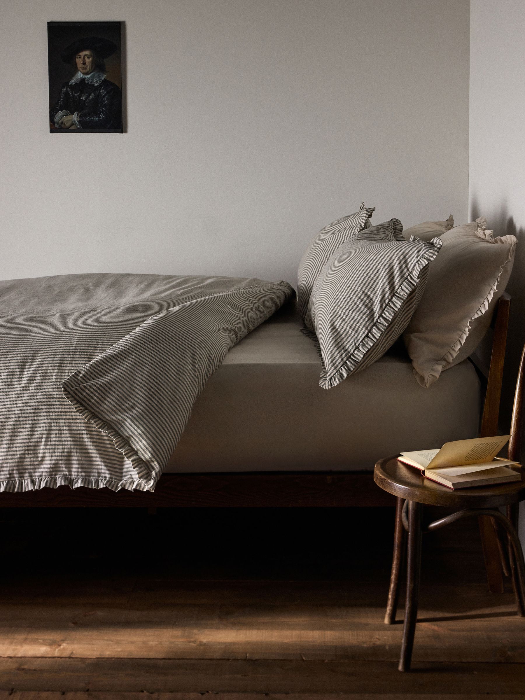 2 Pack Natural/Stripe Frill Duvet Cover and Pillowcase Set with Fitted Sheets - Image 3 of 6