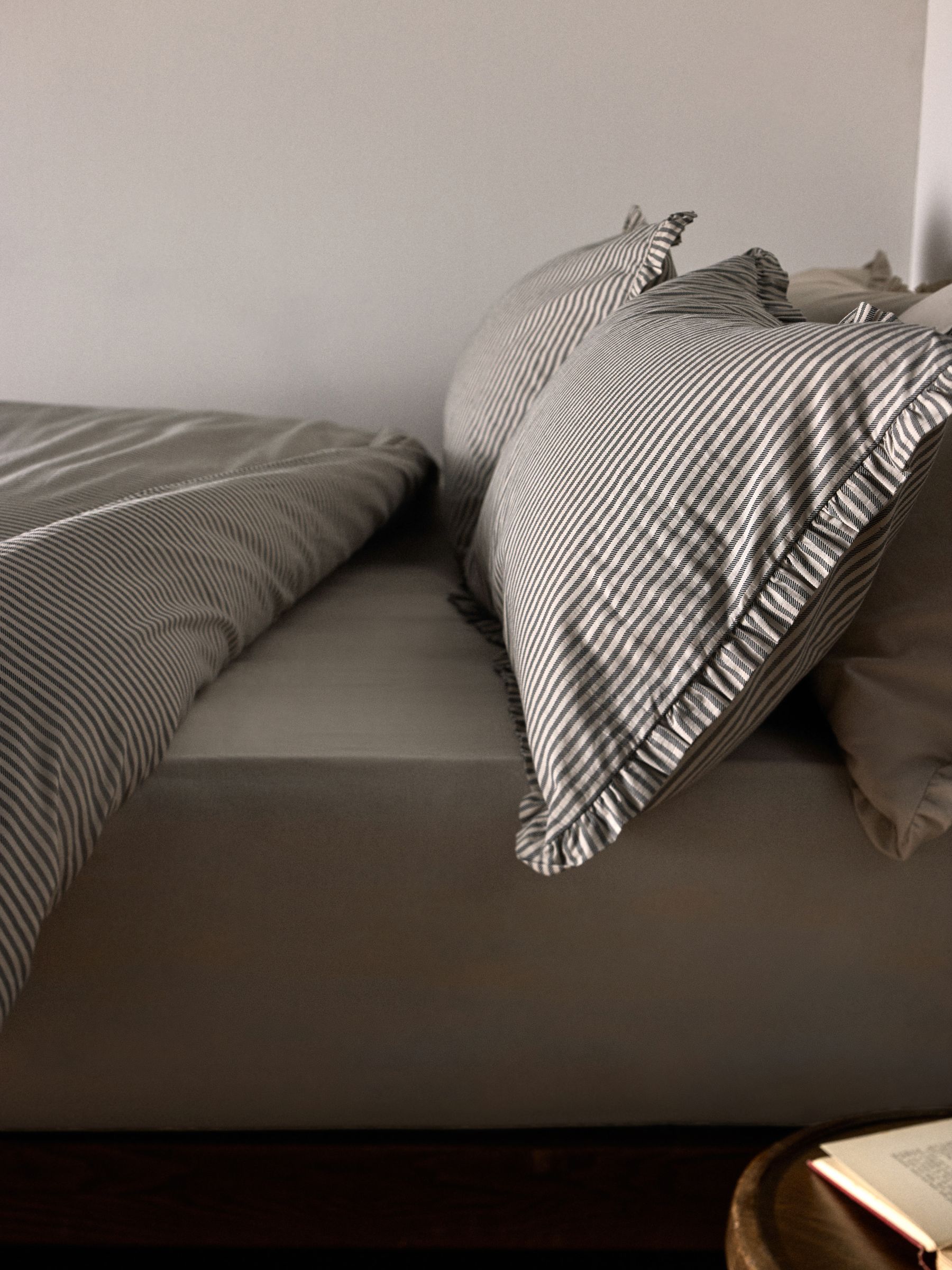 2 Pack Natural/Stripe Frill Duvet Cover and Pillowcase Set with Fitted Sheets - Image 5 of 6