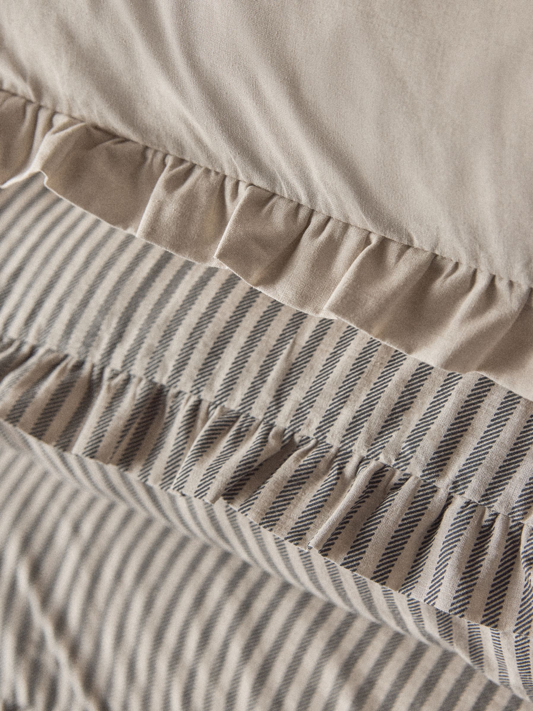 2 Pack Natural/Stripe Frill Duvet Cover and Pillowcase Set with Fitted Sheets - Image 6 of 6