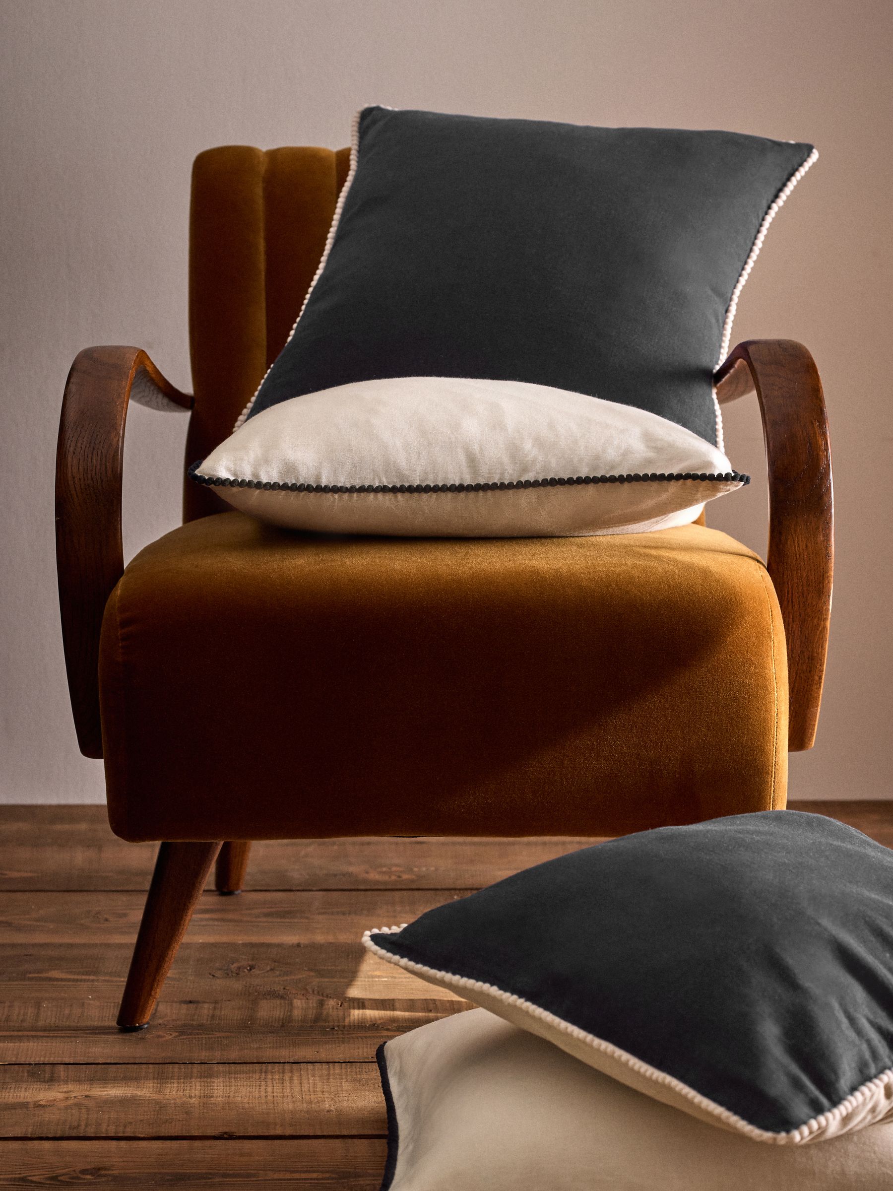 4 Pack Black/Natural Printed Cotton Cushion Covers - Image 2 of 5