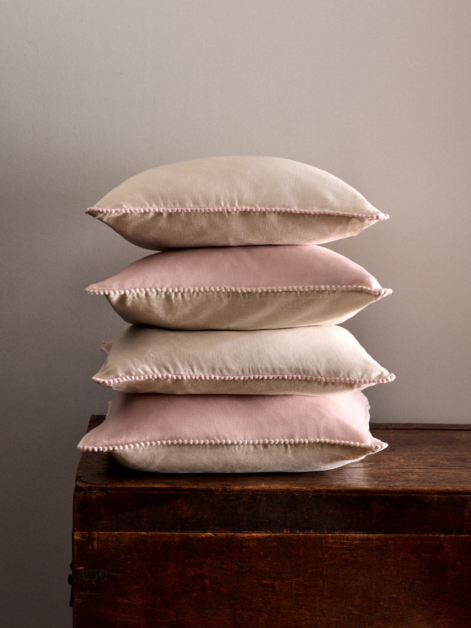 4 Pack Pink/Natural Printed Cotton Cushion Covers - Image 1 of 5