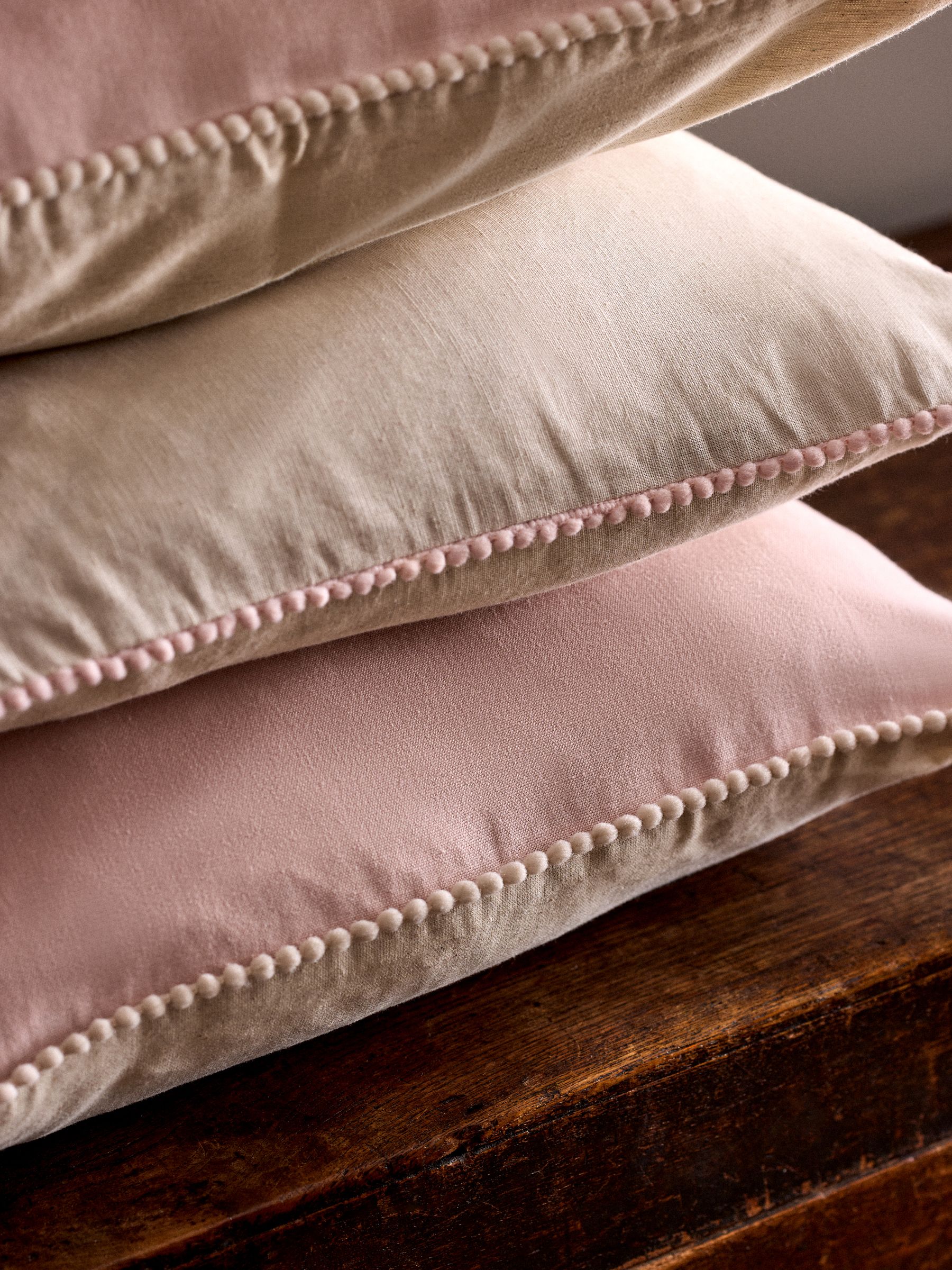 4 Pack Pink/Natural Printed Cotton Cushion Covers - Image 3 of 5