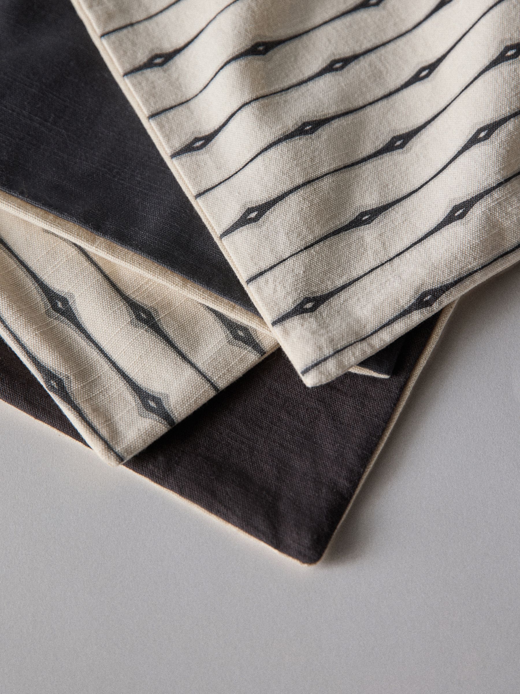 4 Pack Black/Natural Diamond Woodblock Printed Cotton Cushion Covers - Image 5 of 5