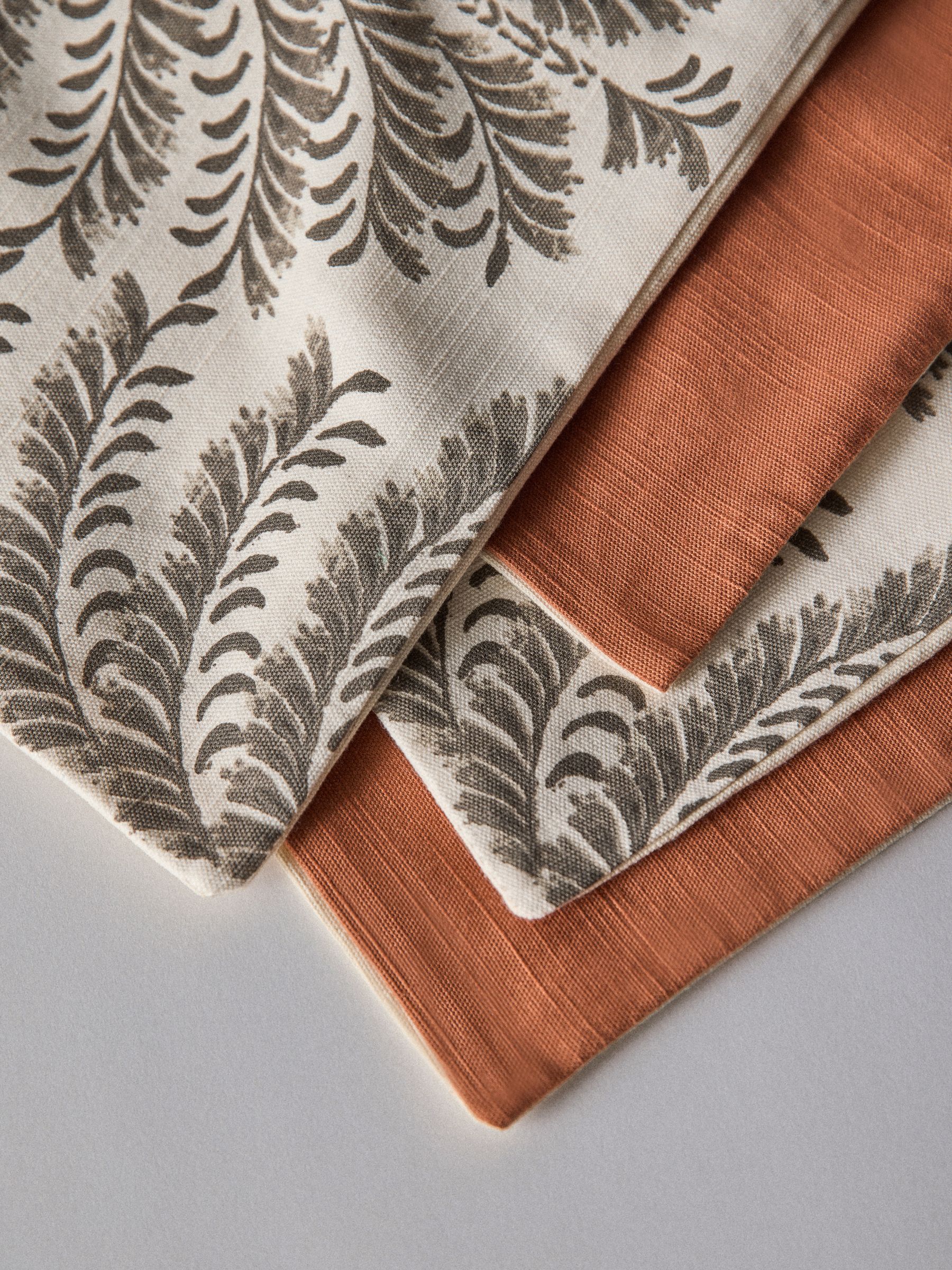 4 Pack Rust/Natural Palm Woodblock Printed Cotton Cushion Covers - Image 5 of 5