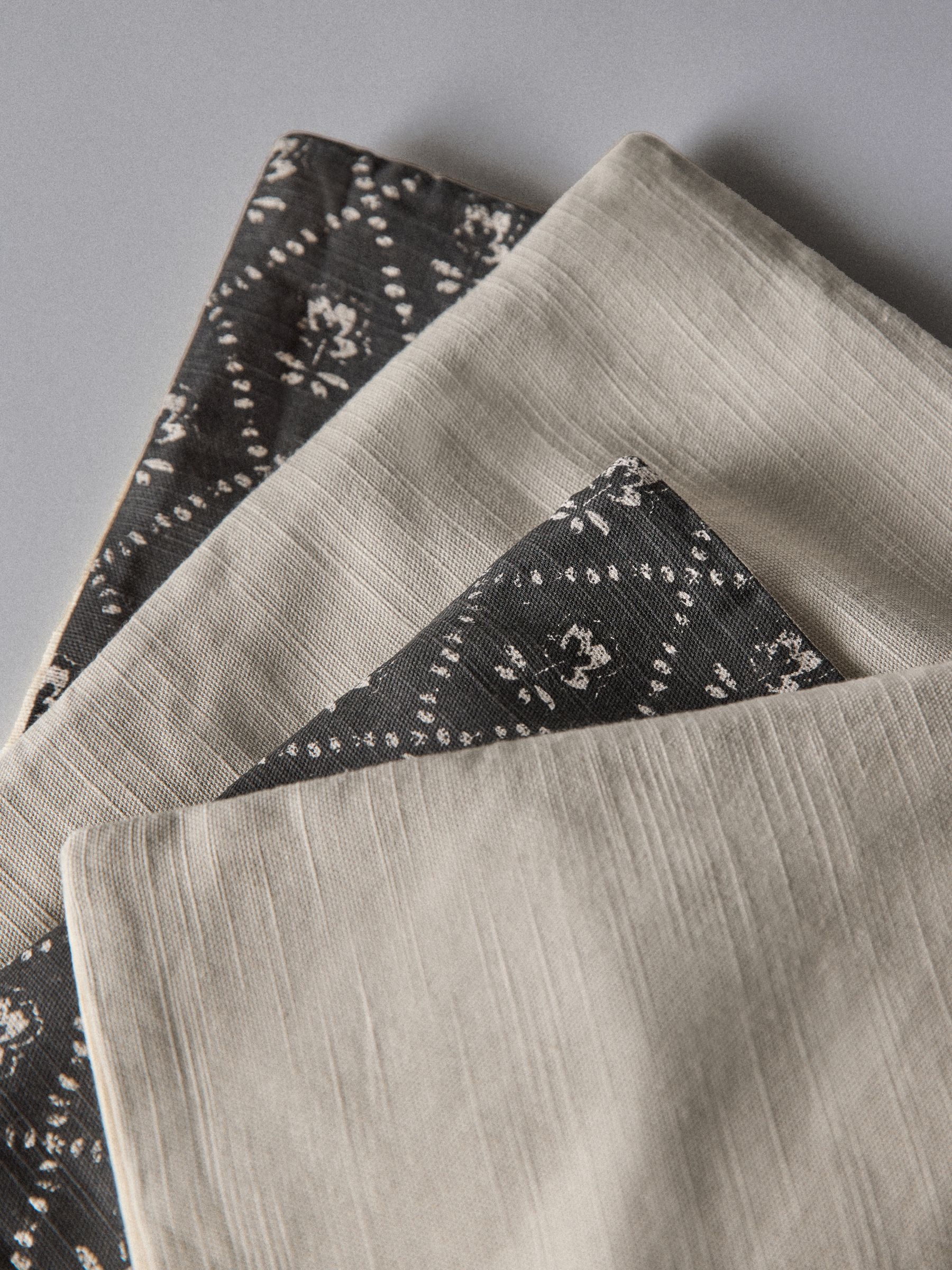 4 Pack Black / Natural Woodblock Printed Cotton Cushion Covers - Image 4 of 5