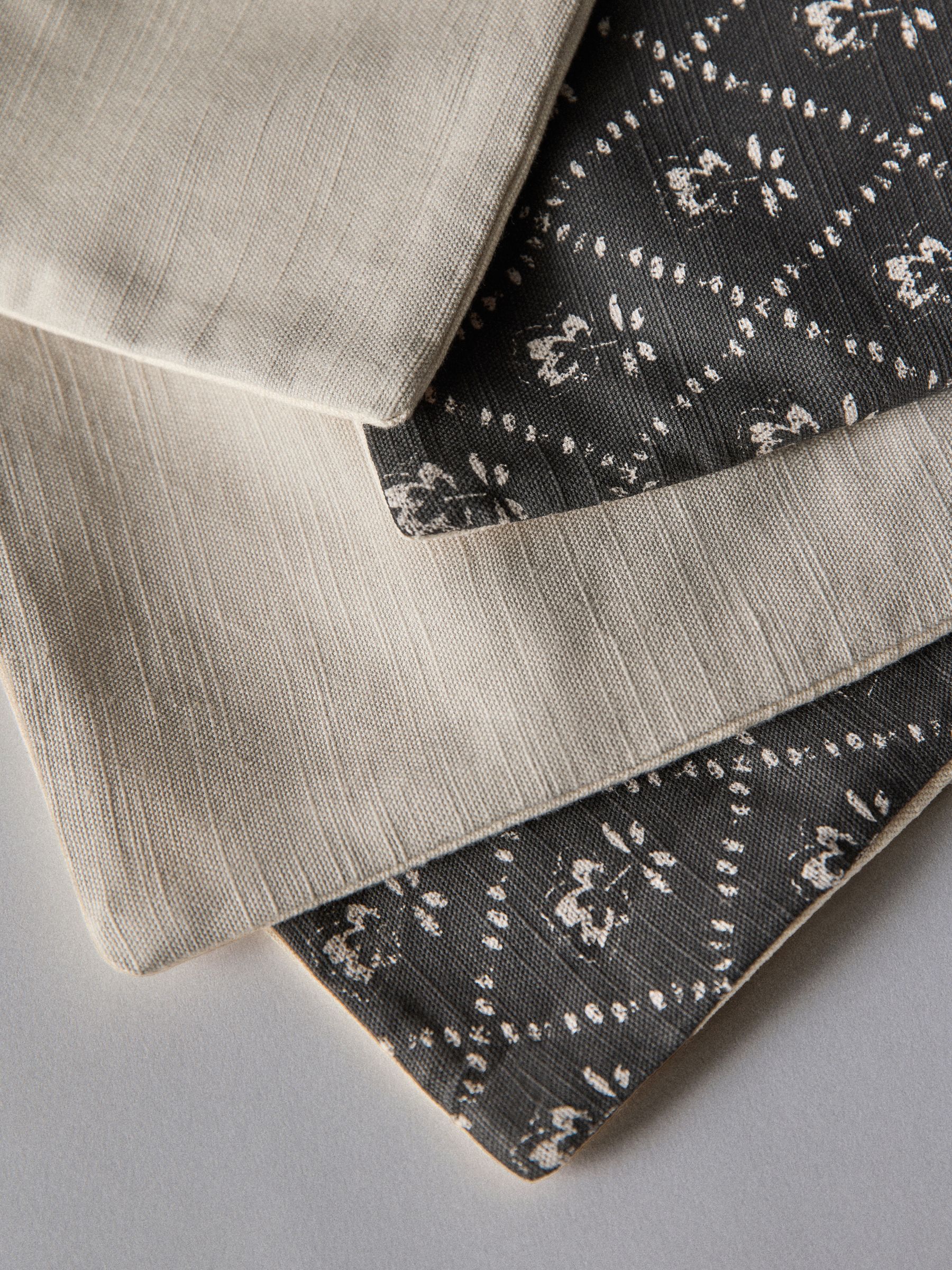 4 Pack Black / Natural Woodblock Printed Cotton Cushion Covers - Image 5 of 5