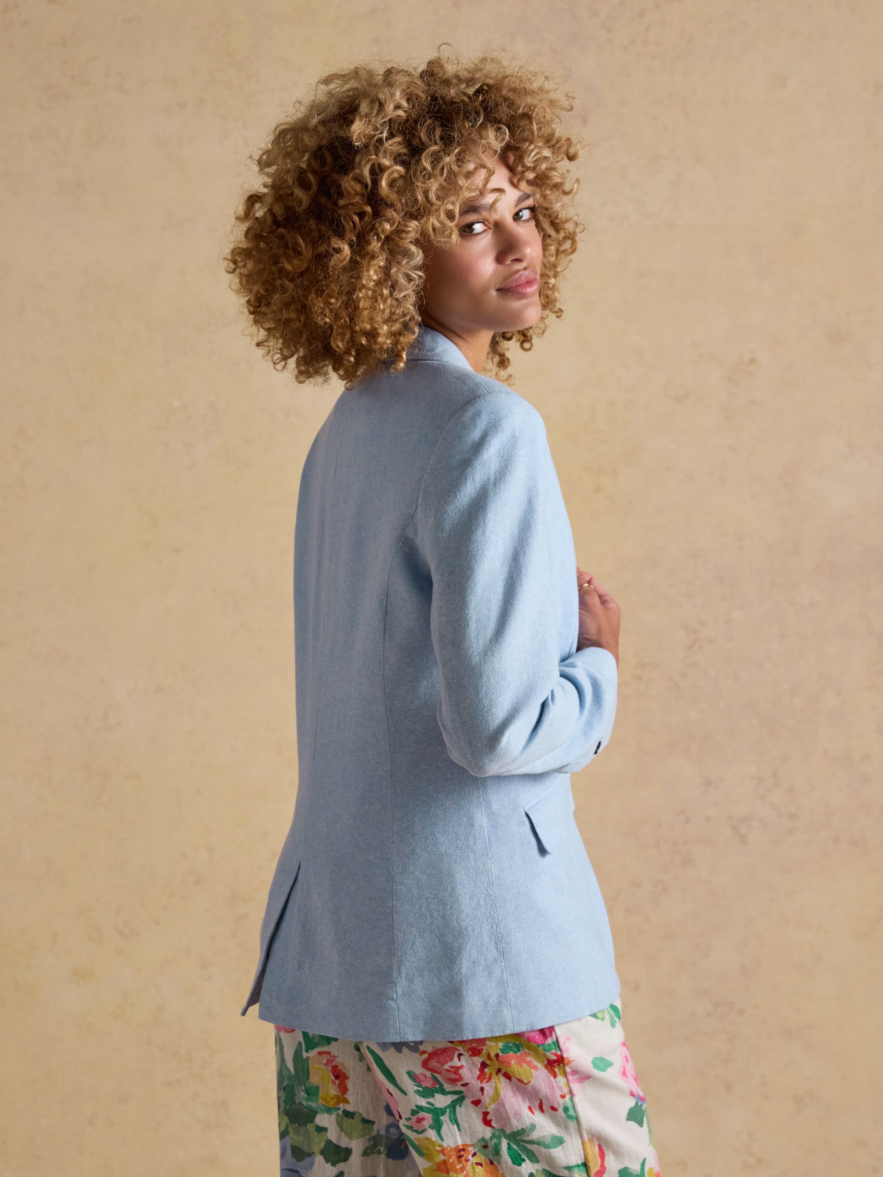 Blue Linen Blend Blazer - Image 2 of 10