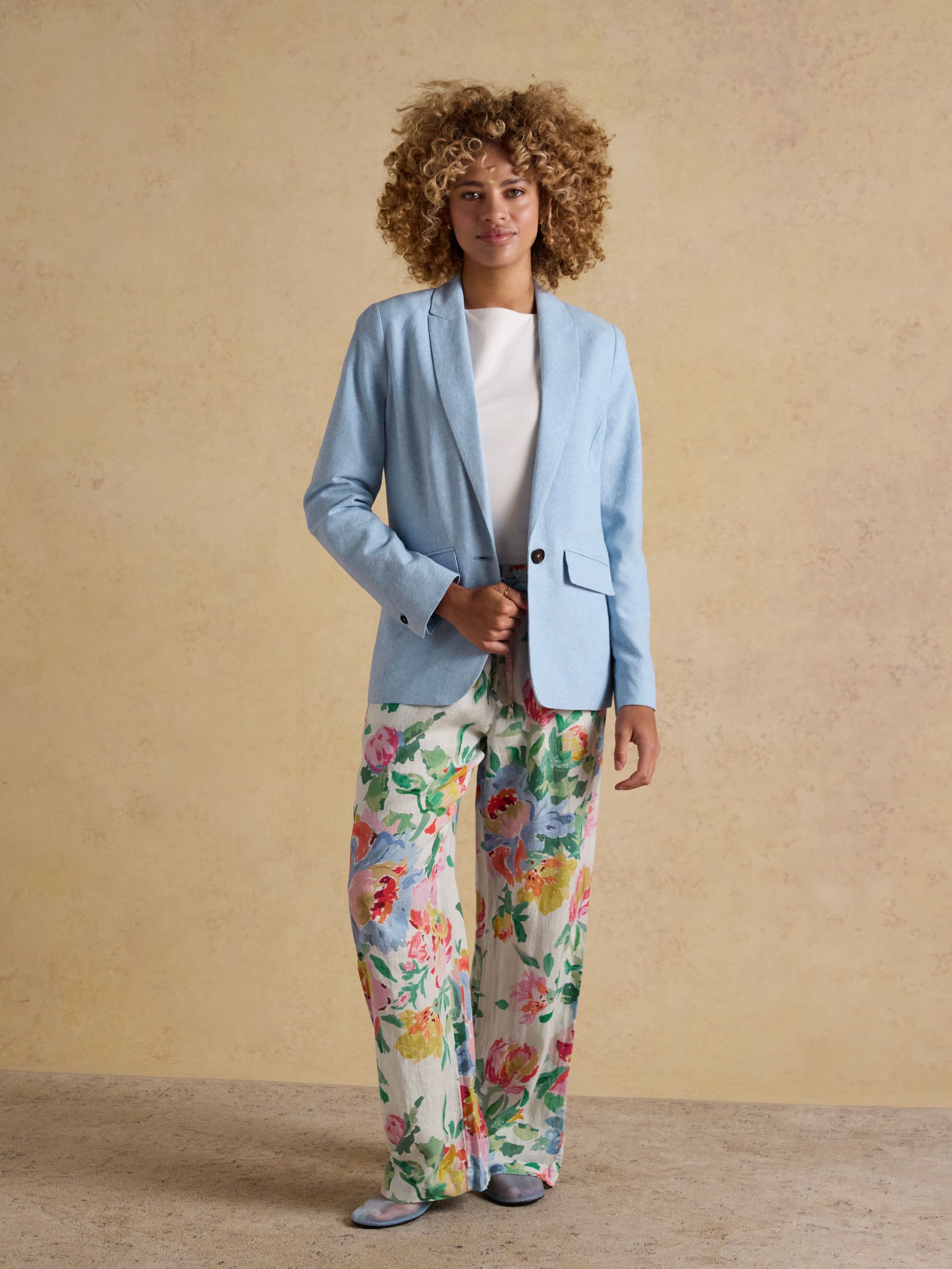 Blue Linen Blend Blazer - Image 3 of 10