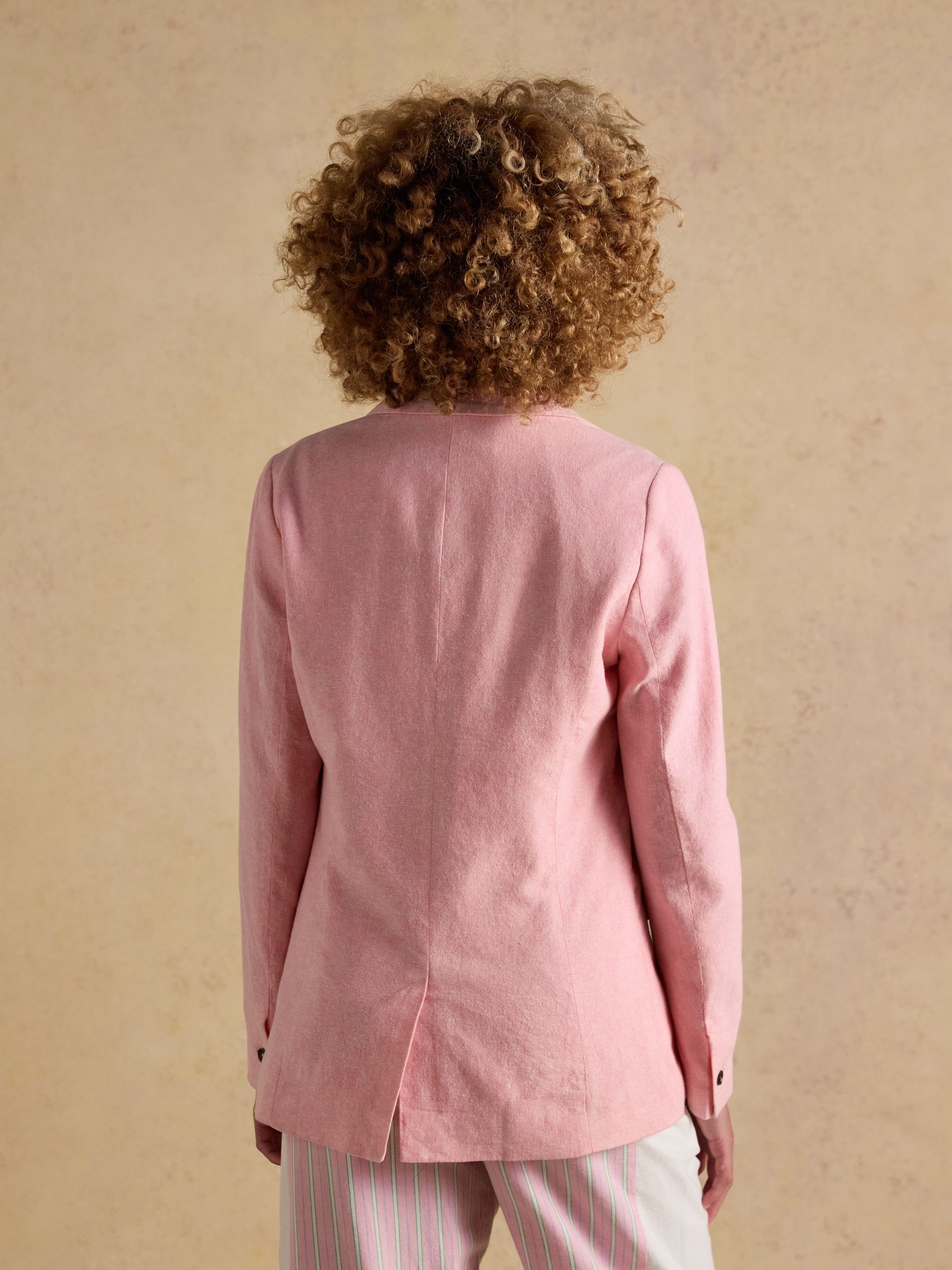 Pink Linen Blend Blazer - Image 2 of 11