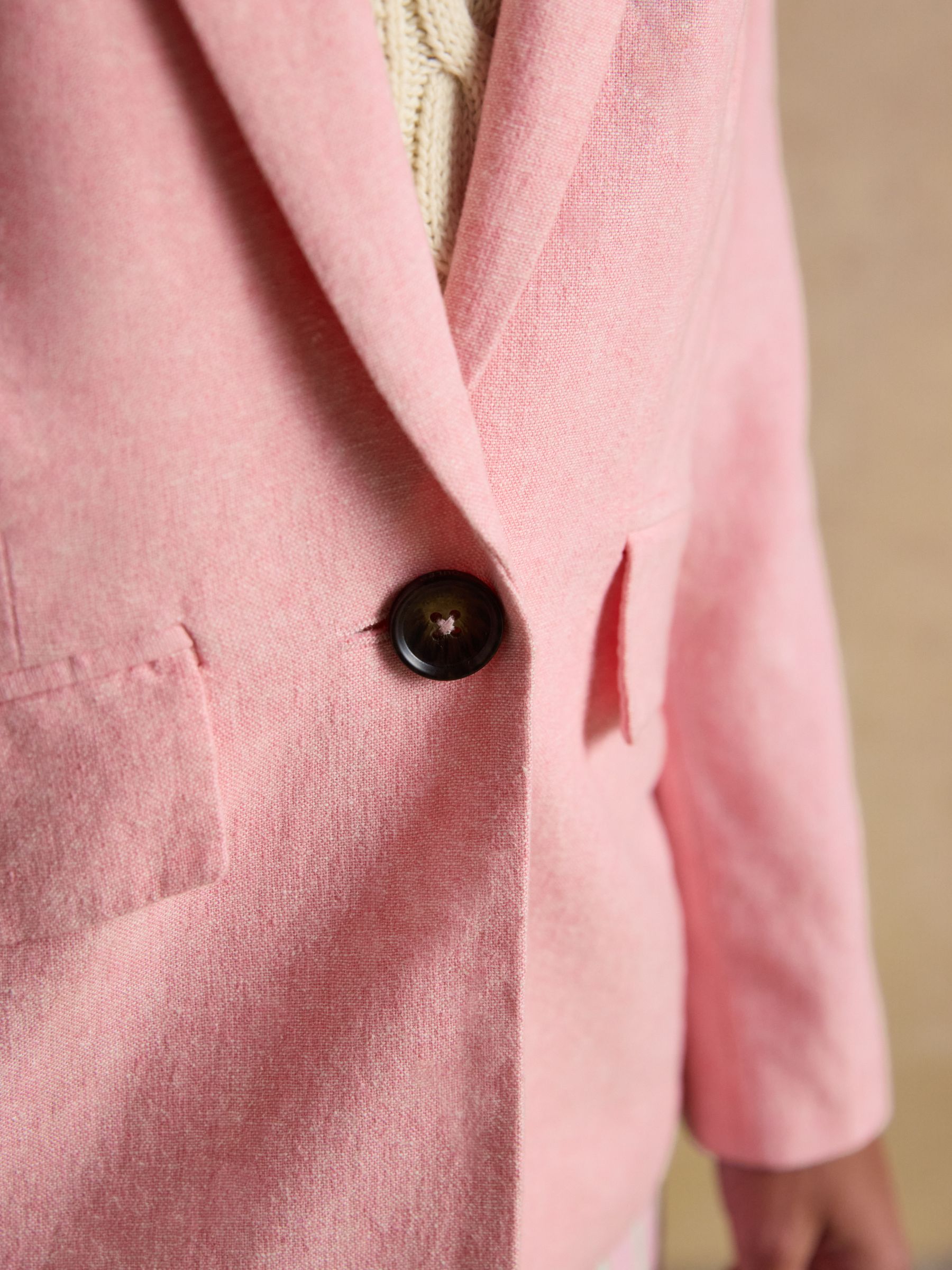 Pink Linen Blend Blazer - Image 4 of 11