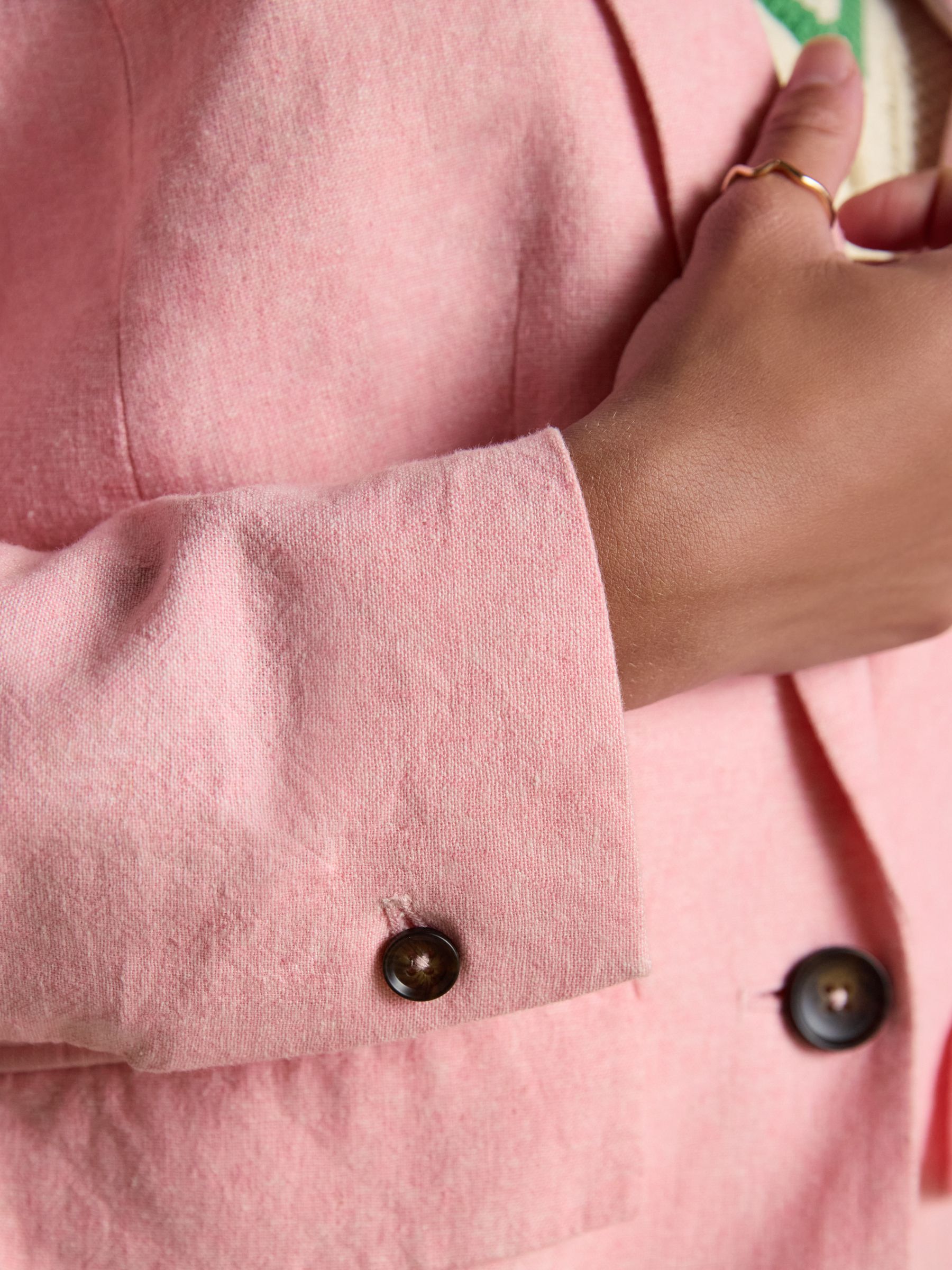 Pink Linen Blend Blazer - Image 6 of 11