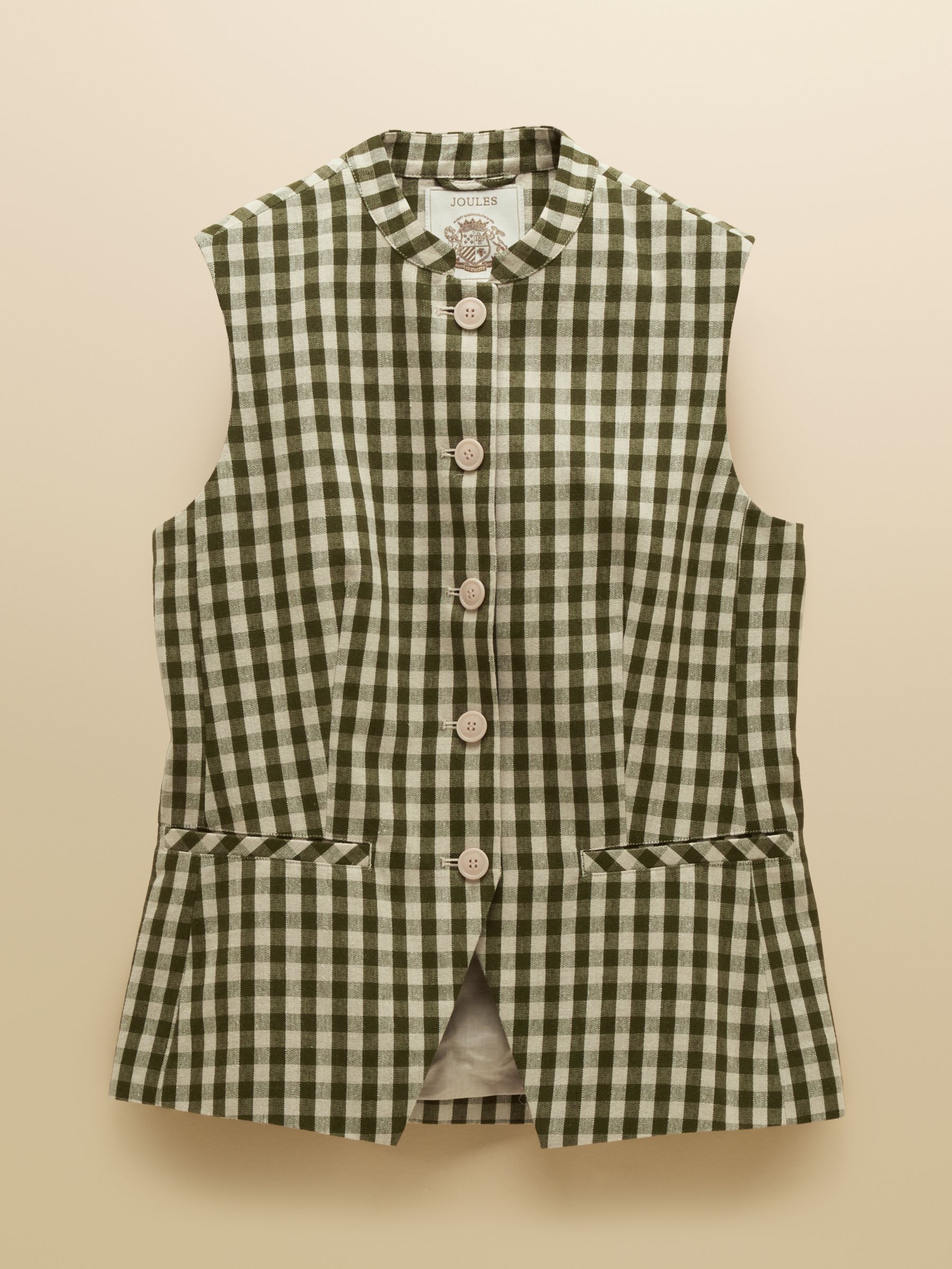 Nehru Collar Green Gingham Waistcoat - Image 10 of 10