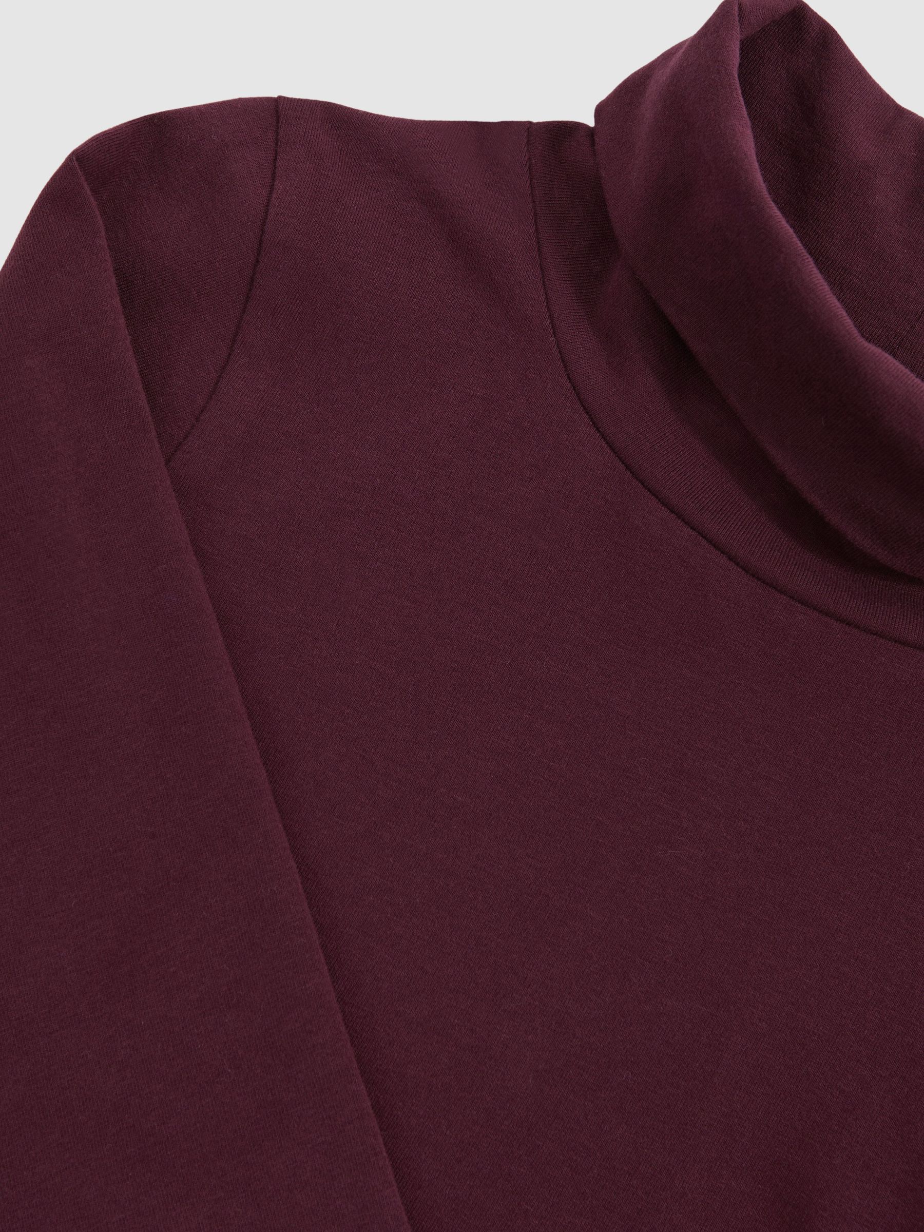 Cotton-Jersey Roll-Neck Top with Stretch in Burgundy - Image 5 of 5
