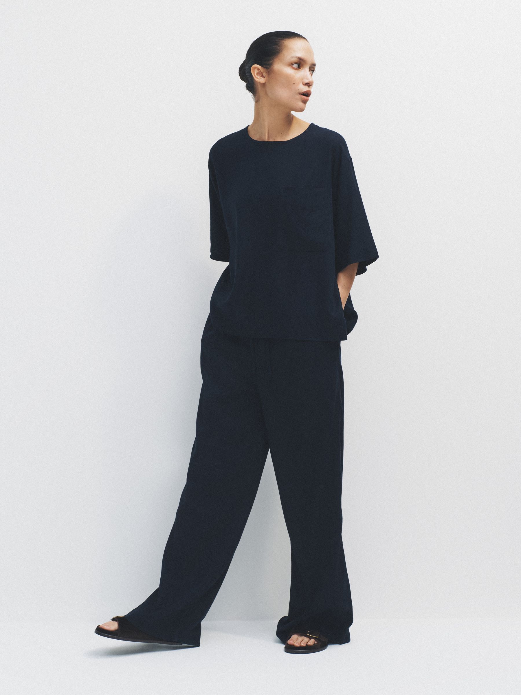 White/Navy Blue/Gingham Wide Leg Trouser With Linen 3 Pack - Image 1 of 6