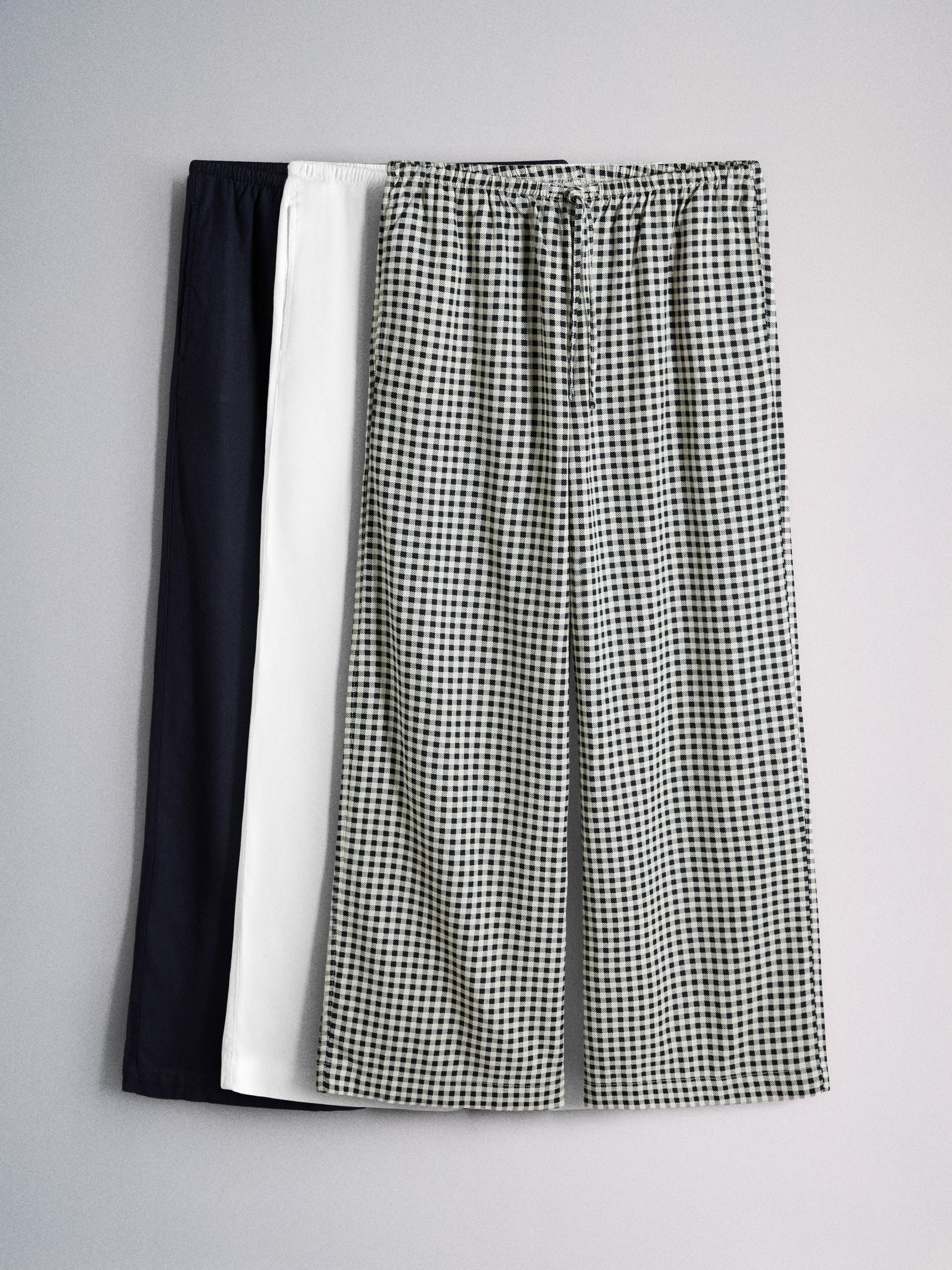 White/Navy Blue/Gingham Wide Leg Trouser With Linen 3 Pack - Image 2 of 6