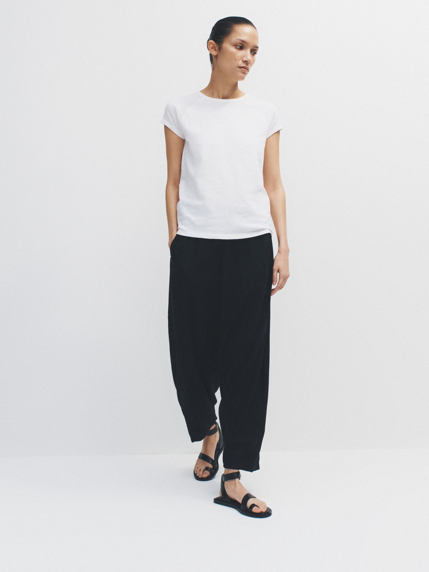 2 Pack Barrel Leg Trousers With Linen Chocolate Brown/Black - Image 5 of 6