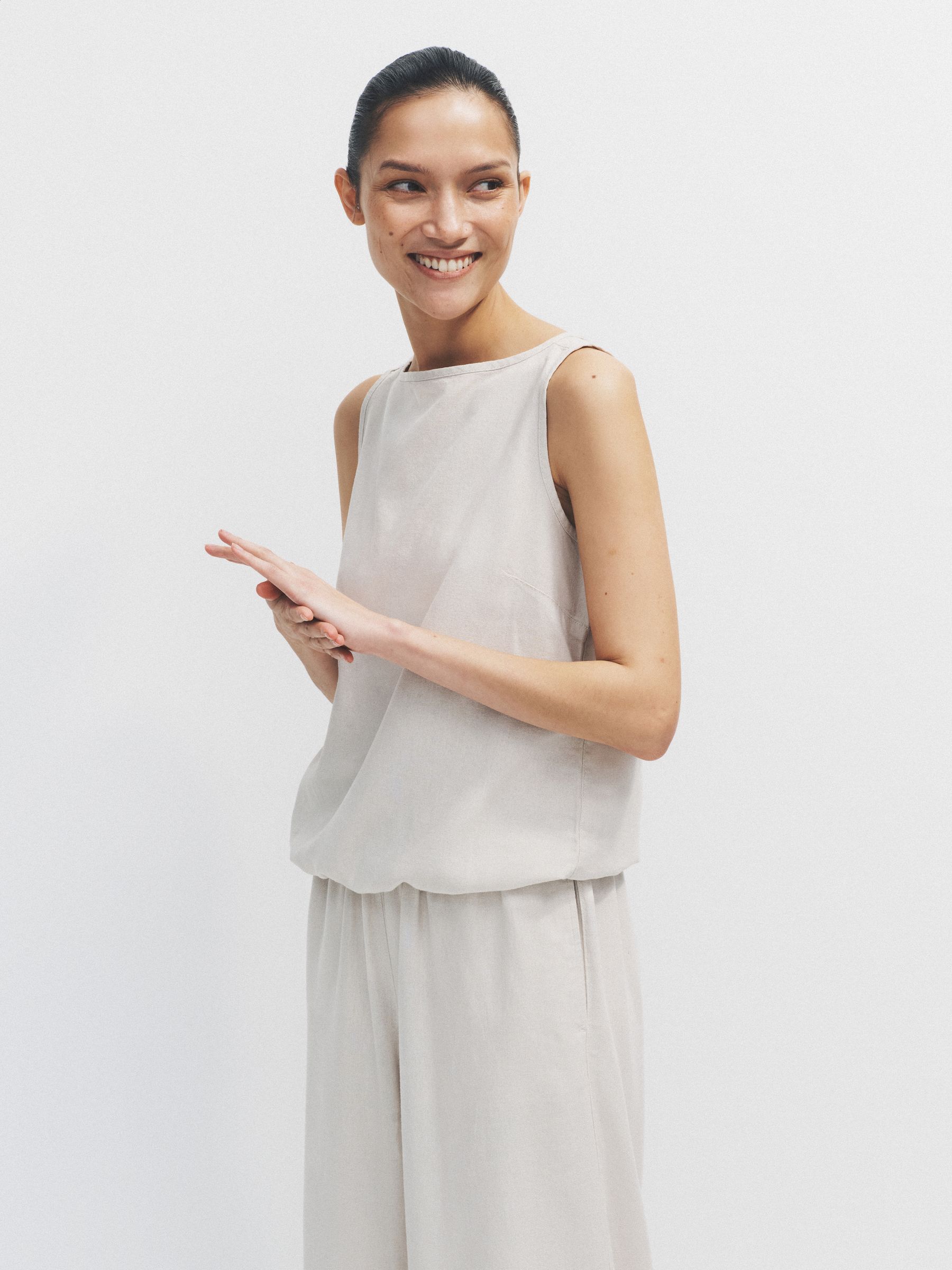 2 Pack Tie Hem Tops With Linen Black/Stone - Image 1 of 6