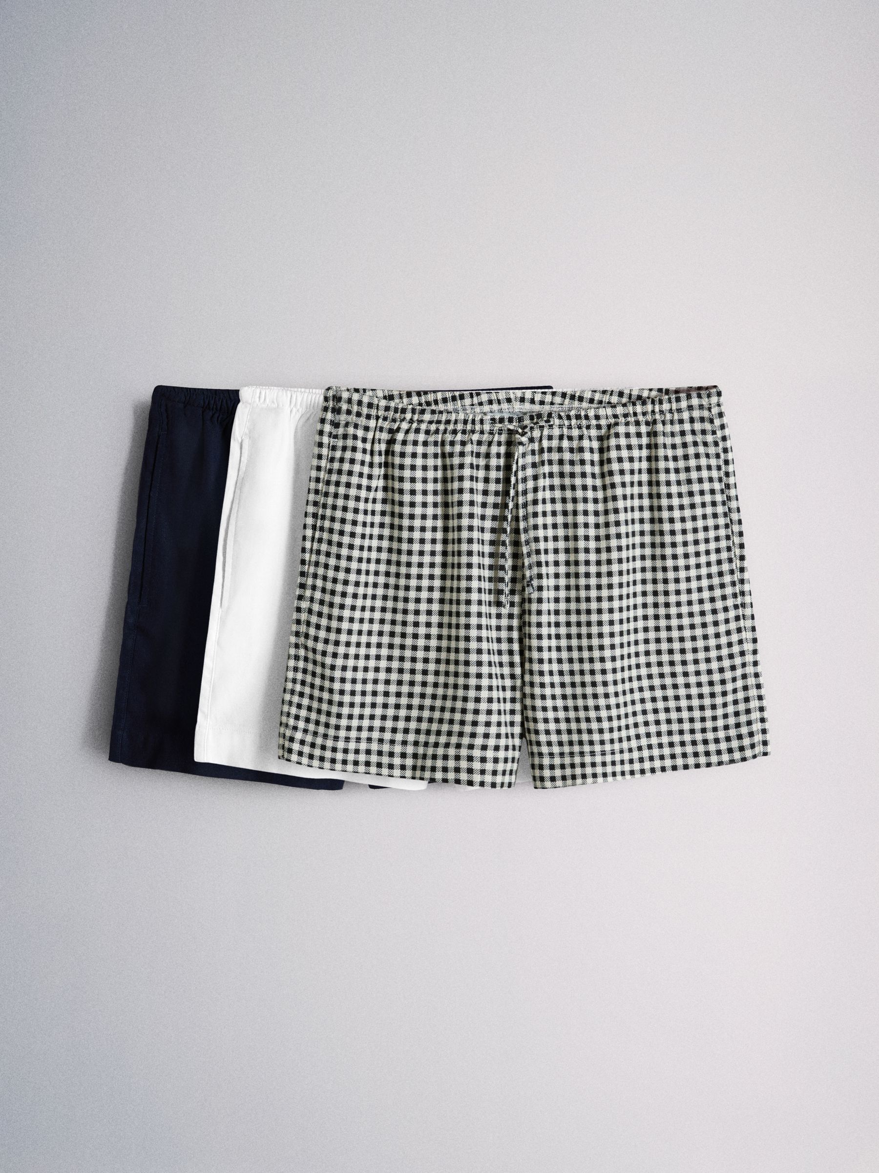 Navy Blue/White/Gingham Shorts With Linen 3 Pack - Image 1 of 6