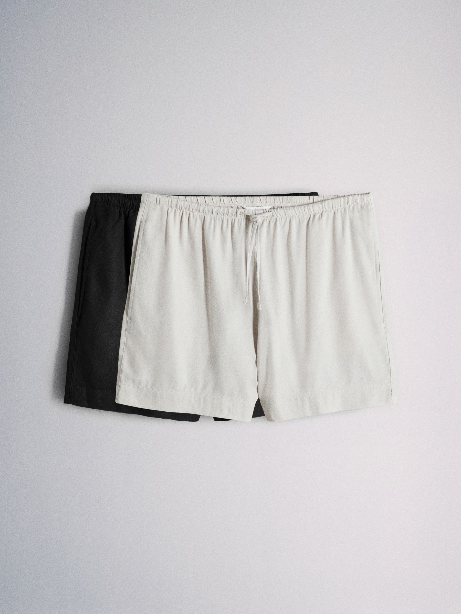 Black/Neutral Shorts With Linen 2 Pack - Image 1 of 6