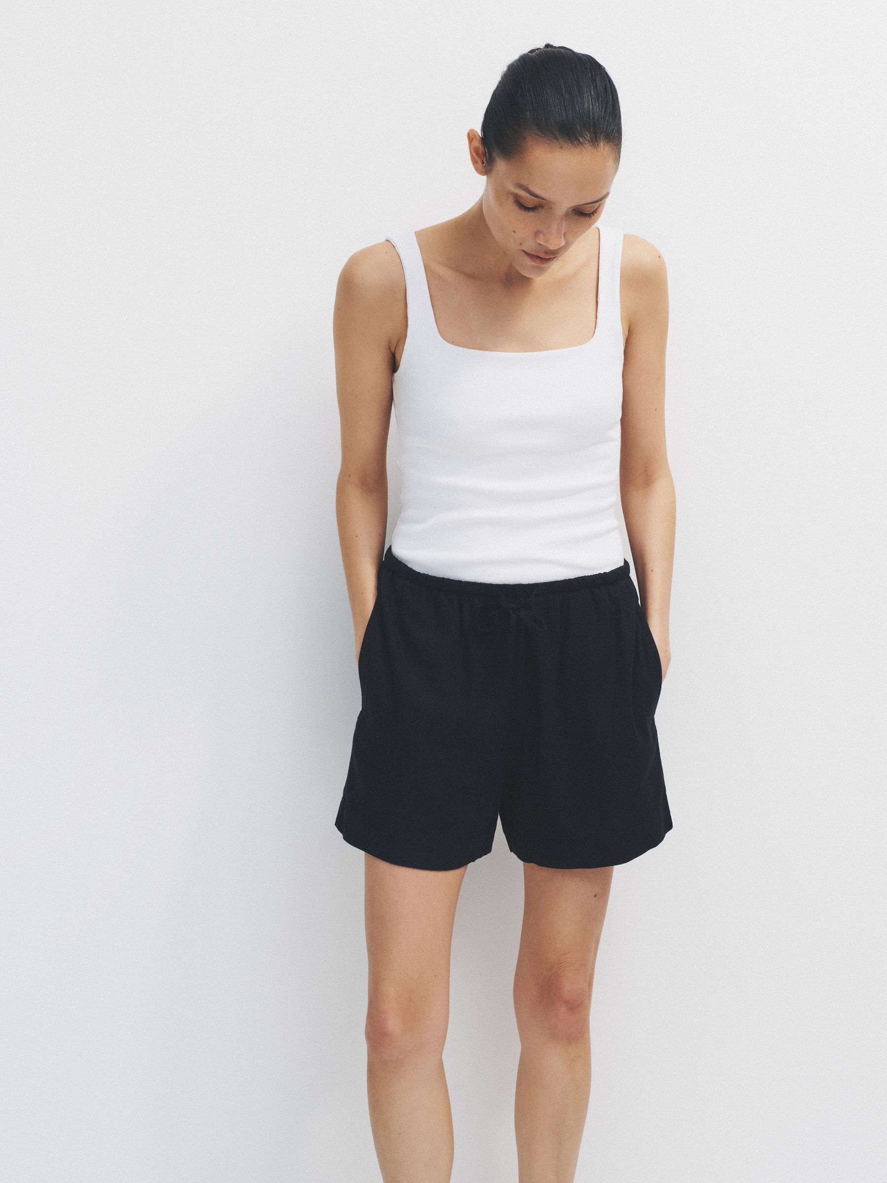 Black/Neutral Shorts With Linen 2 Pack - Image 4 of 6