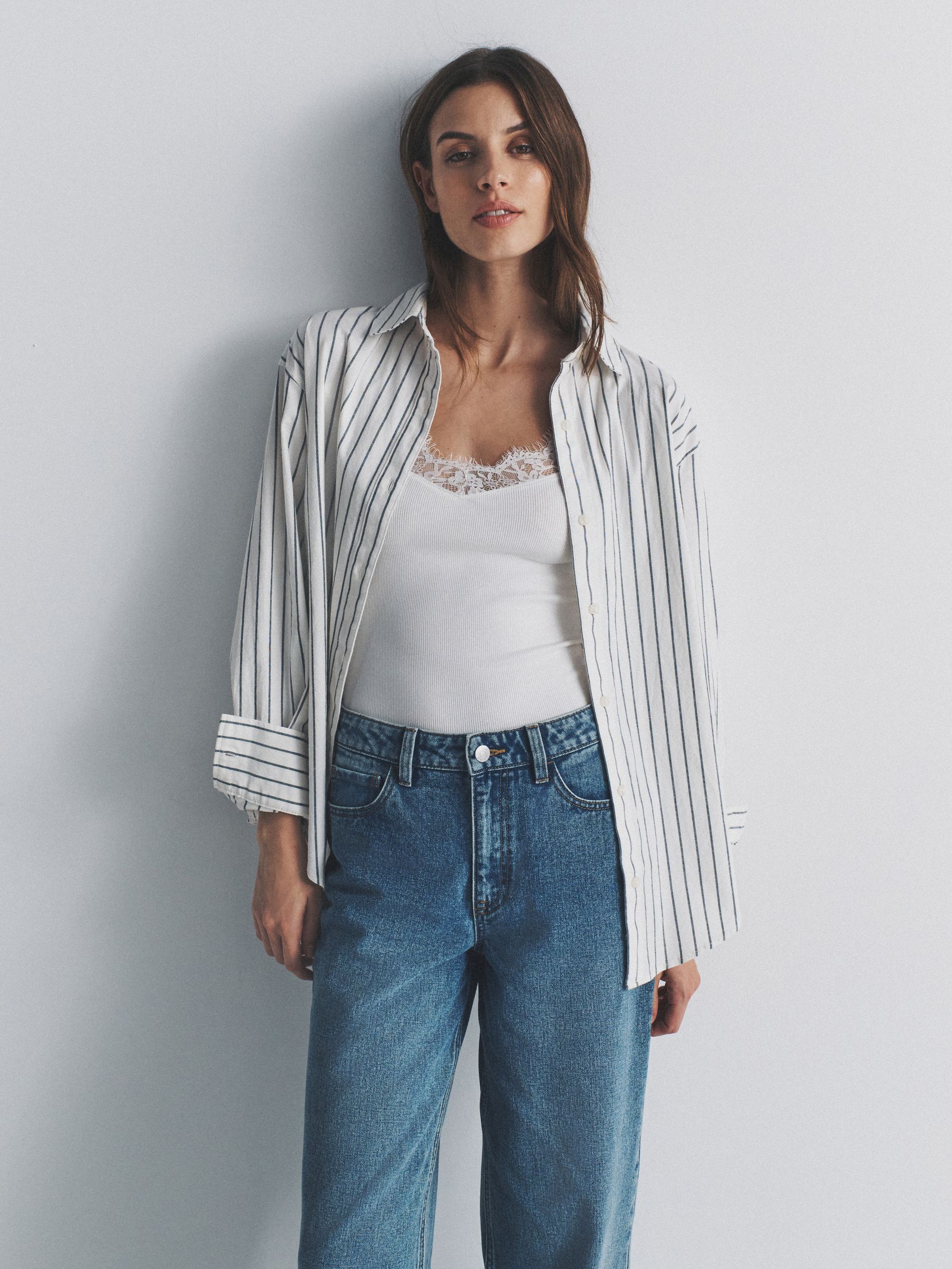 2 Pack Cotton Oxford Shirts Navy Blue/White Stripe - Image 2 of 7