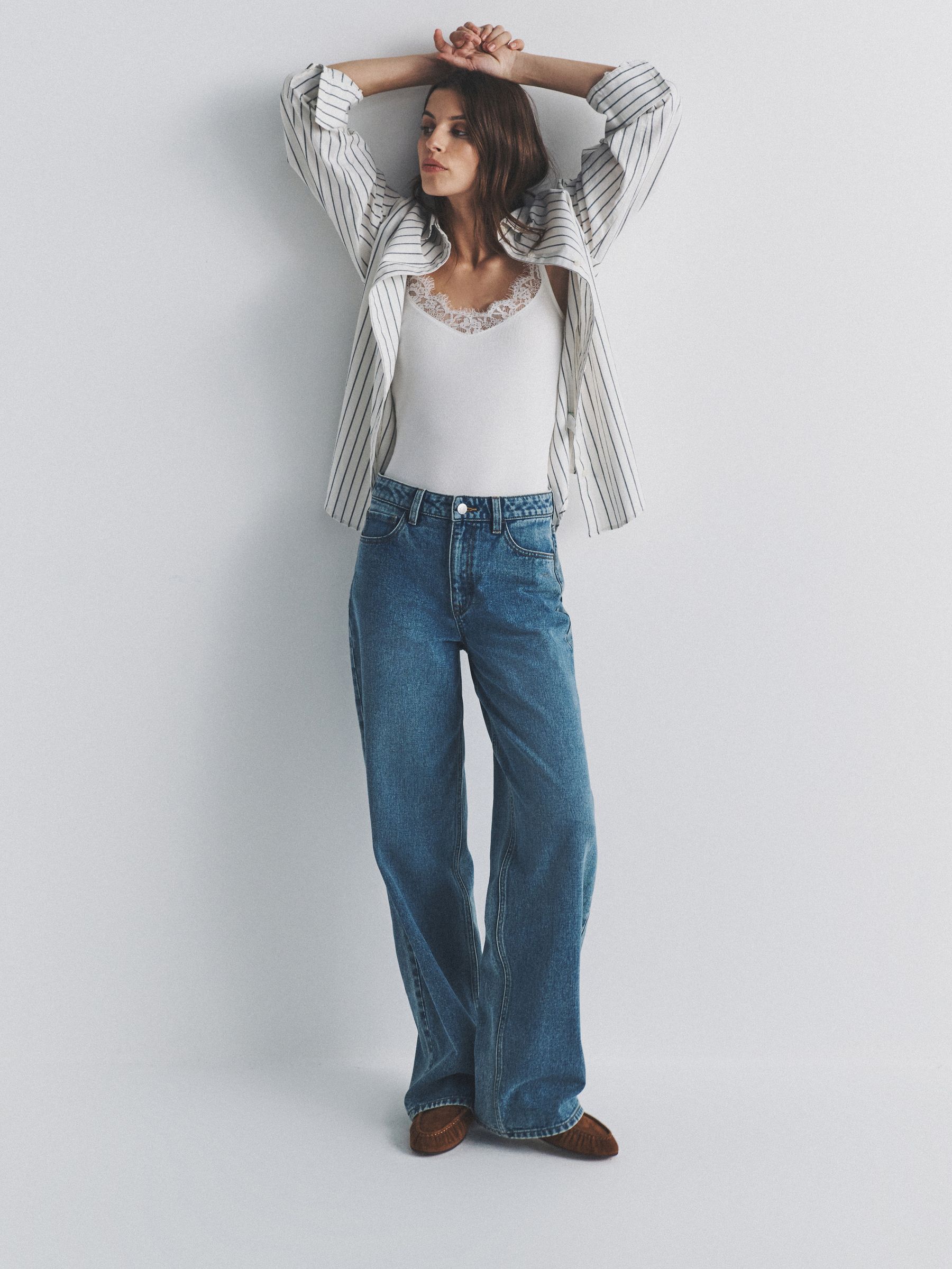 2 Pack Cotton Oxford Shirts Navy Blue/White Stripe - Image 3 of 7