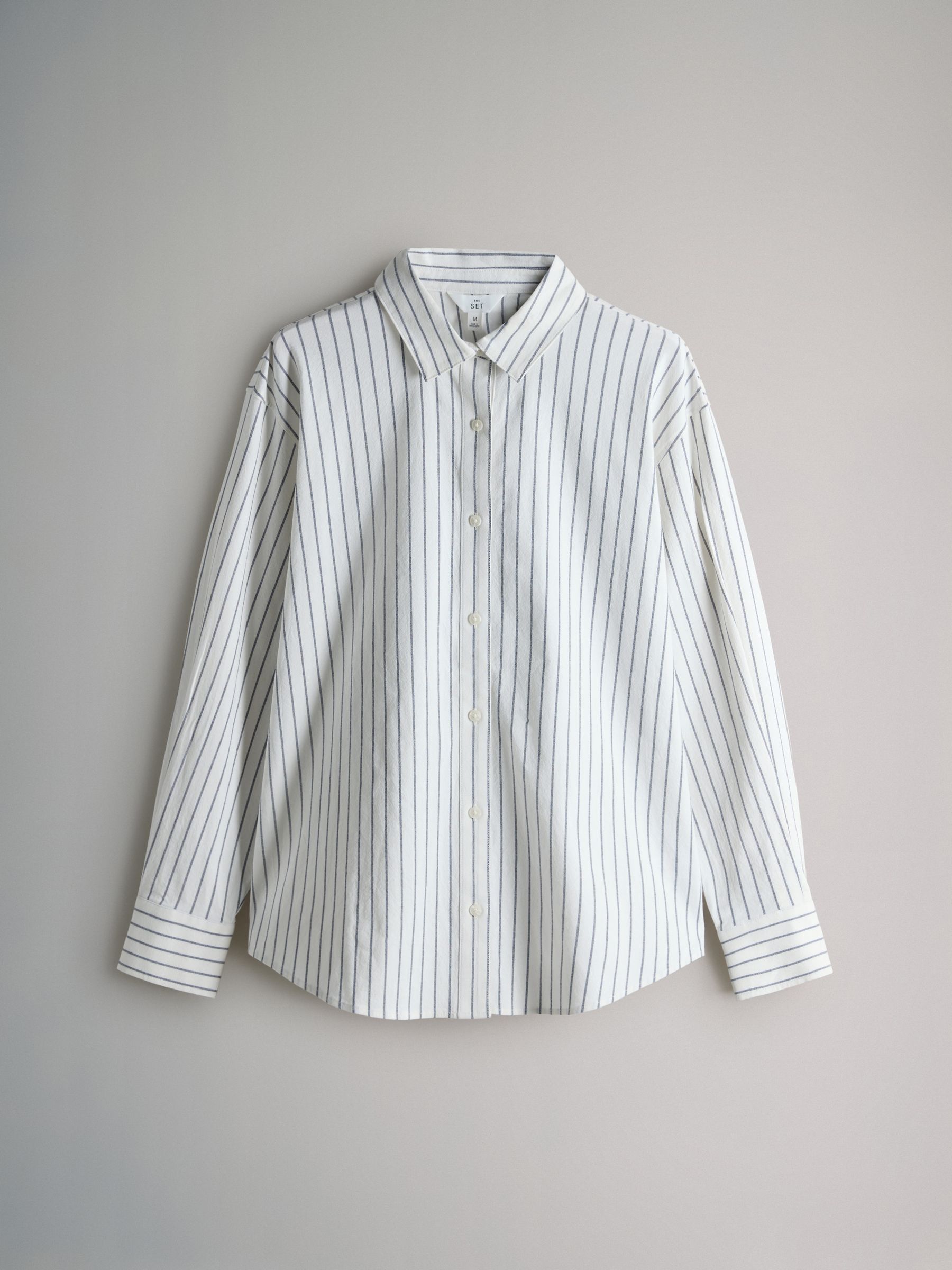 2 Pack Cotton Oxford Shirts Navy Blue/White Stripe - Image 6 of 7