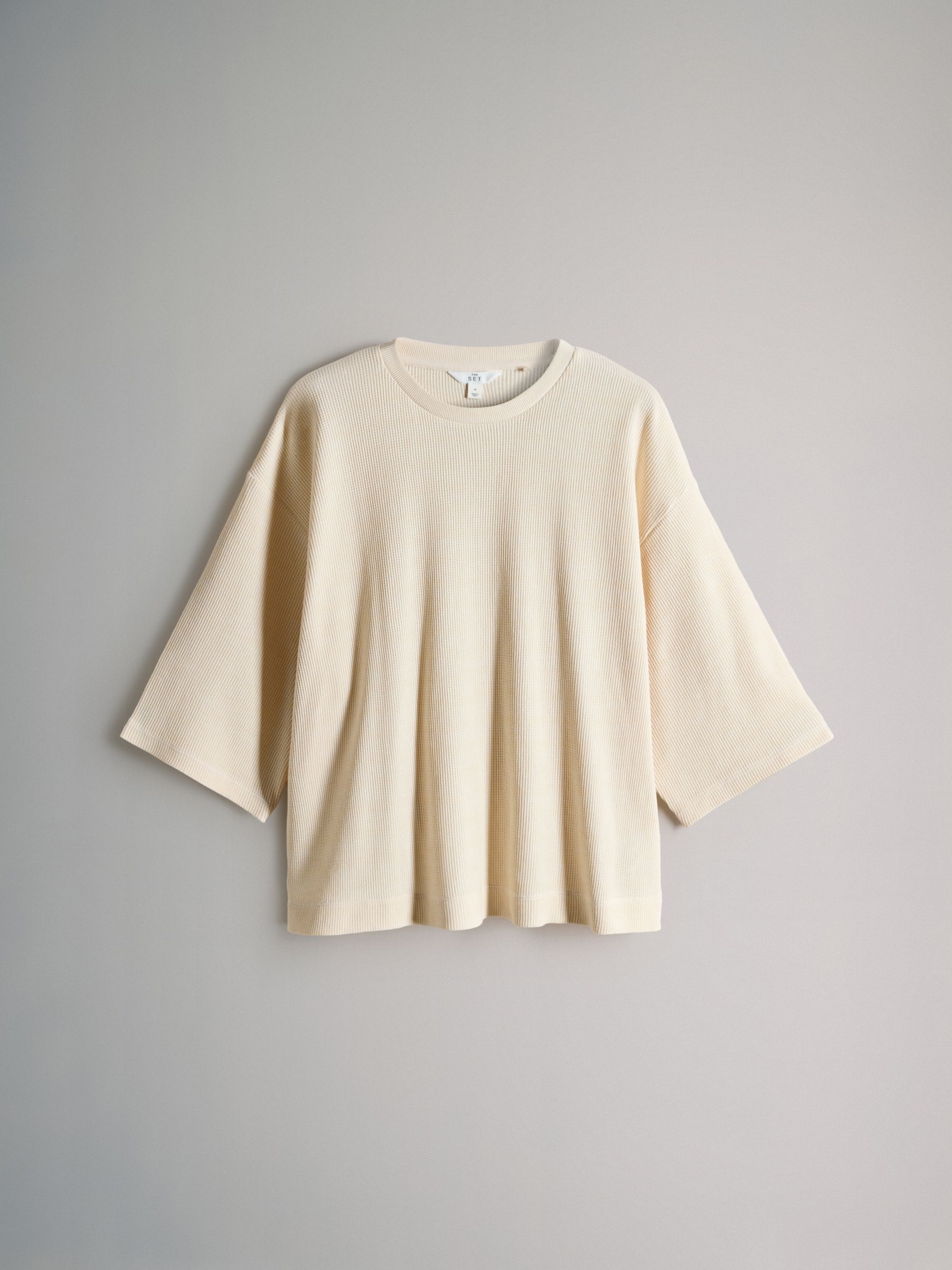 2 Pack Oversized T-Shirt and Short Waffle Lounge Set Navy/Ecru Cream - Image 2 of 6