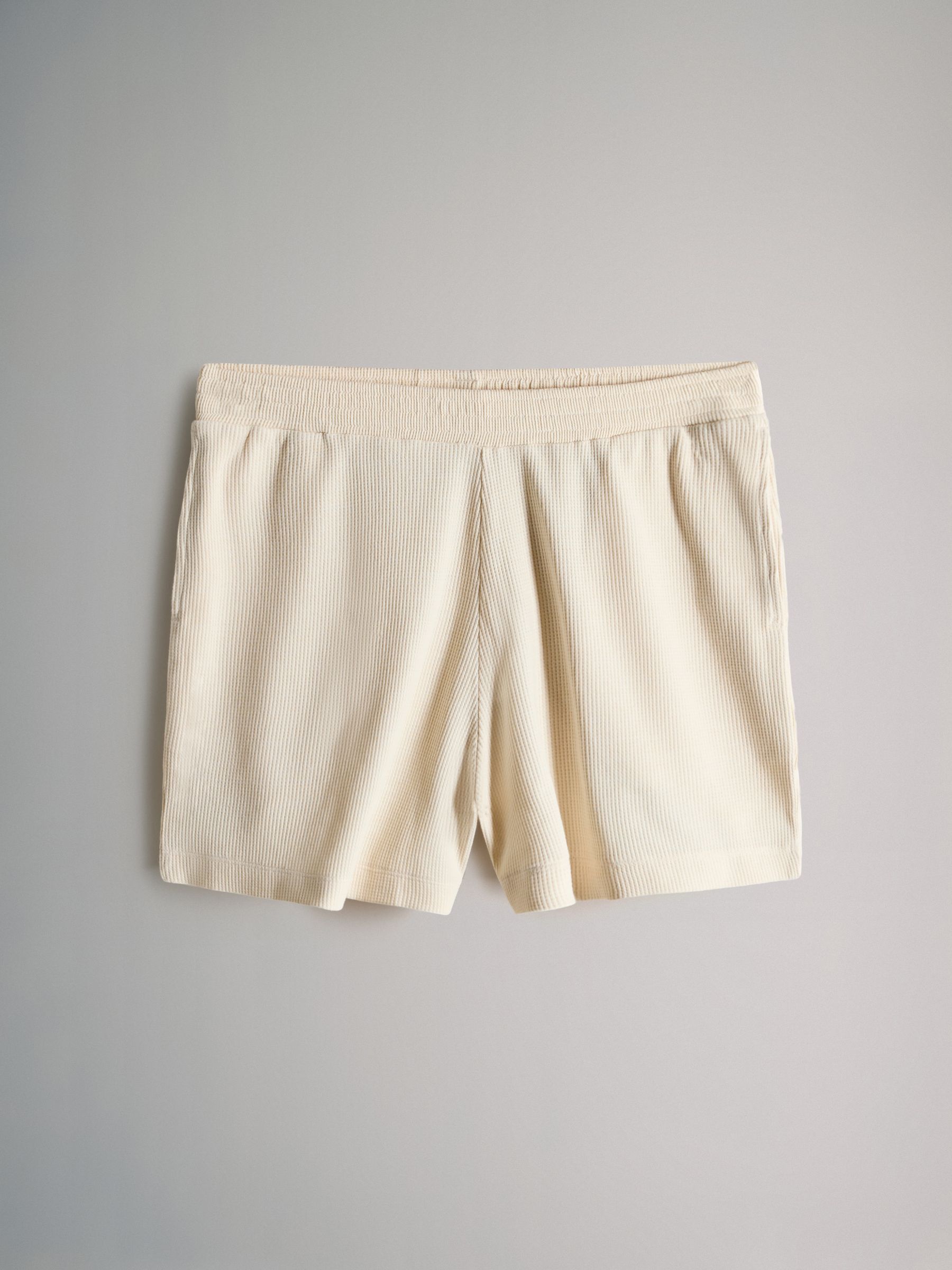 2 Pack Oversized T-Shirt and Short Waffle Lounge Set Navy/Ecru Cream - Image 4 of 6