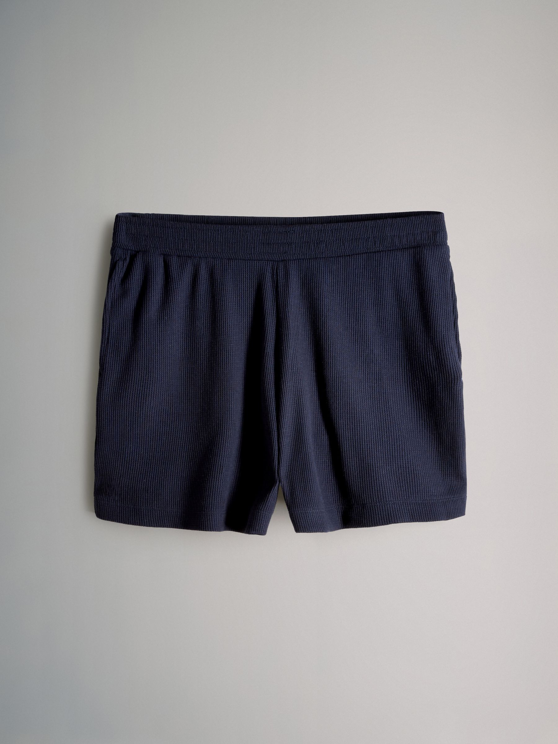 2 Pack Oversized T-Shirt and Short Waffle Lounge Set Navy/Ecru Cream - Image 5 of 6