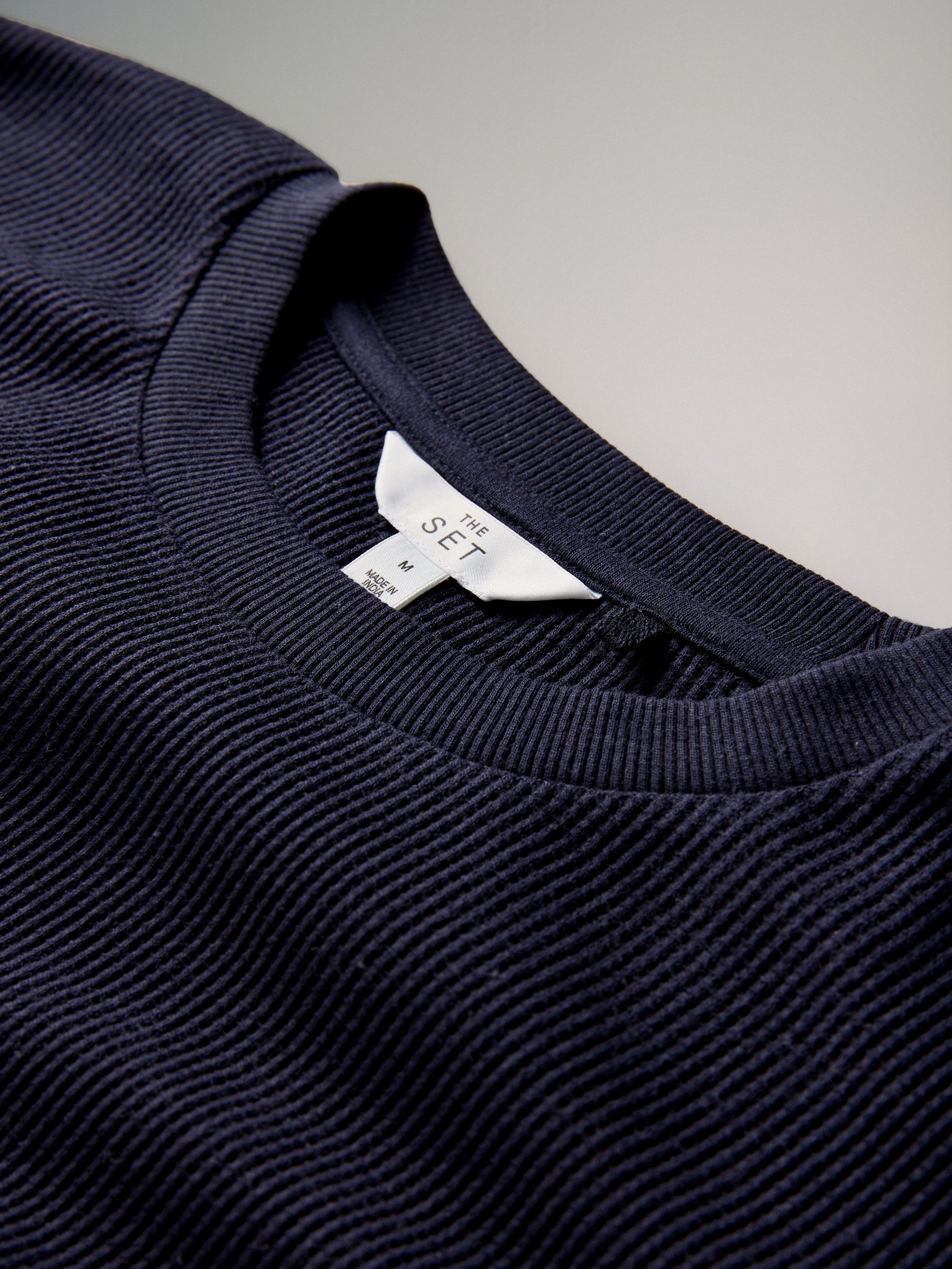 2 Pack Oversized T-Shirt and Short Waffle Lounge Set Navy/Ecru Cream - Image 6 of 6