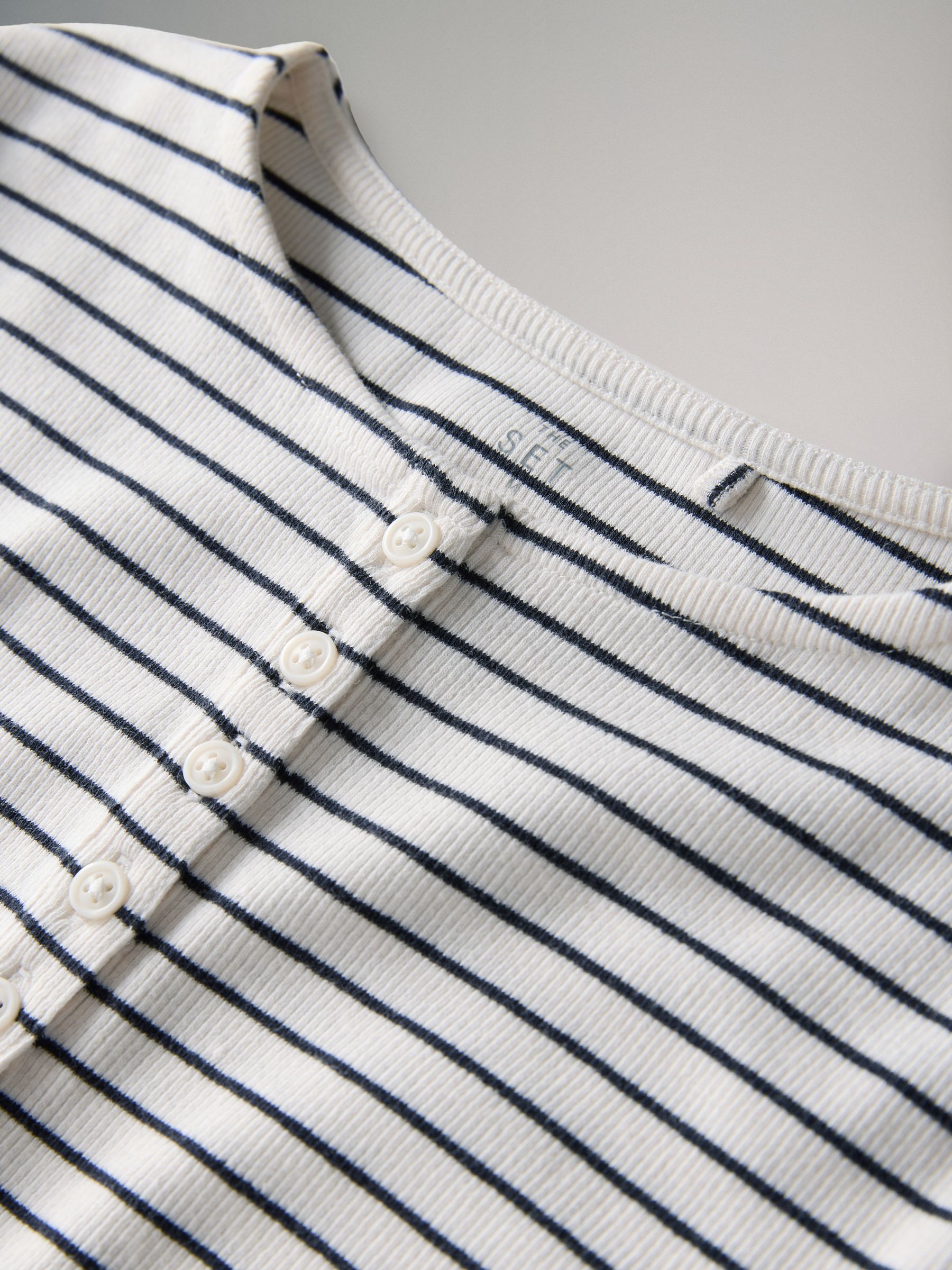 4 Pack Ribbed Half Sleeve Henley T Shirt Navy/Light Blue/White/Stripe - Image 6 of 6