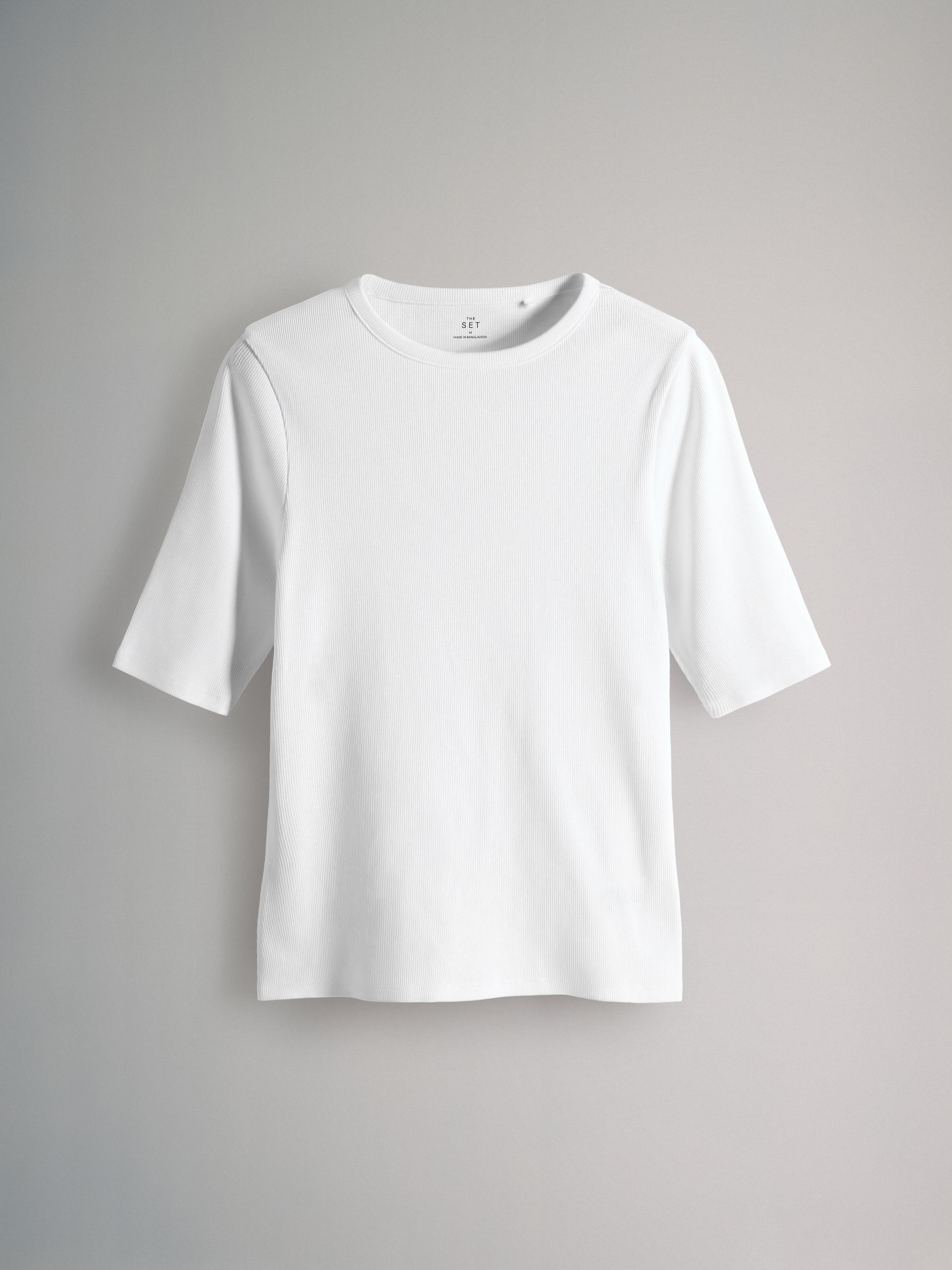 Navy/Blue/Light Blue/White/Stripe 5 Pack Ribbed Half Sleeve T-Shirts - Image 3 of 6