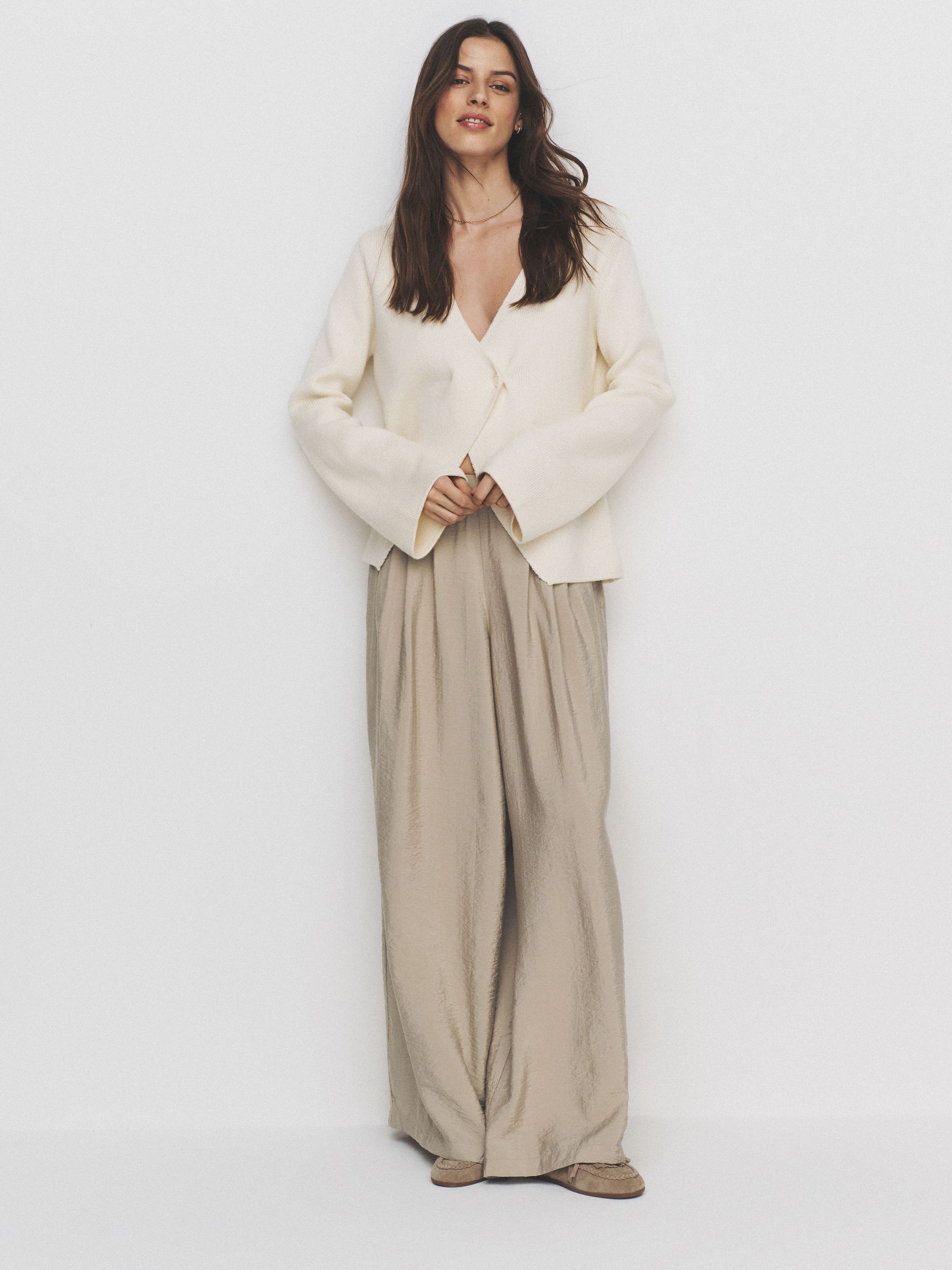 2 Pack Palazzo Wide Leg Trousers Neutral/Navy Blue - Image 1 of 6