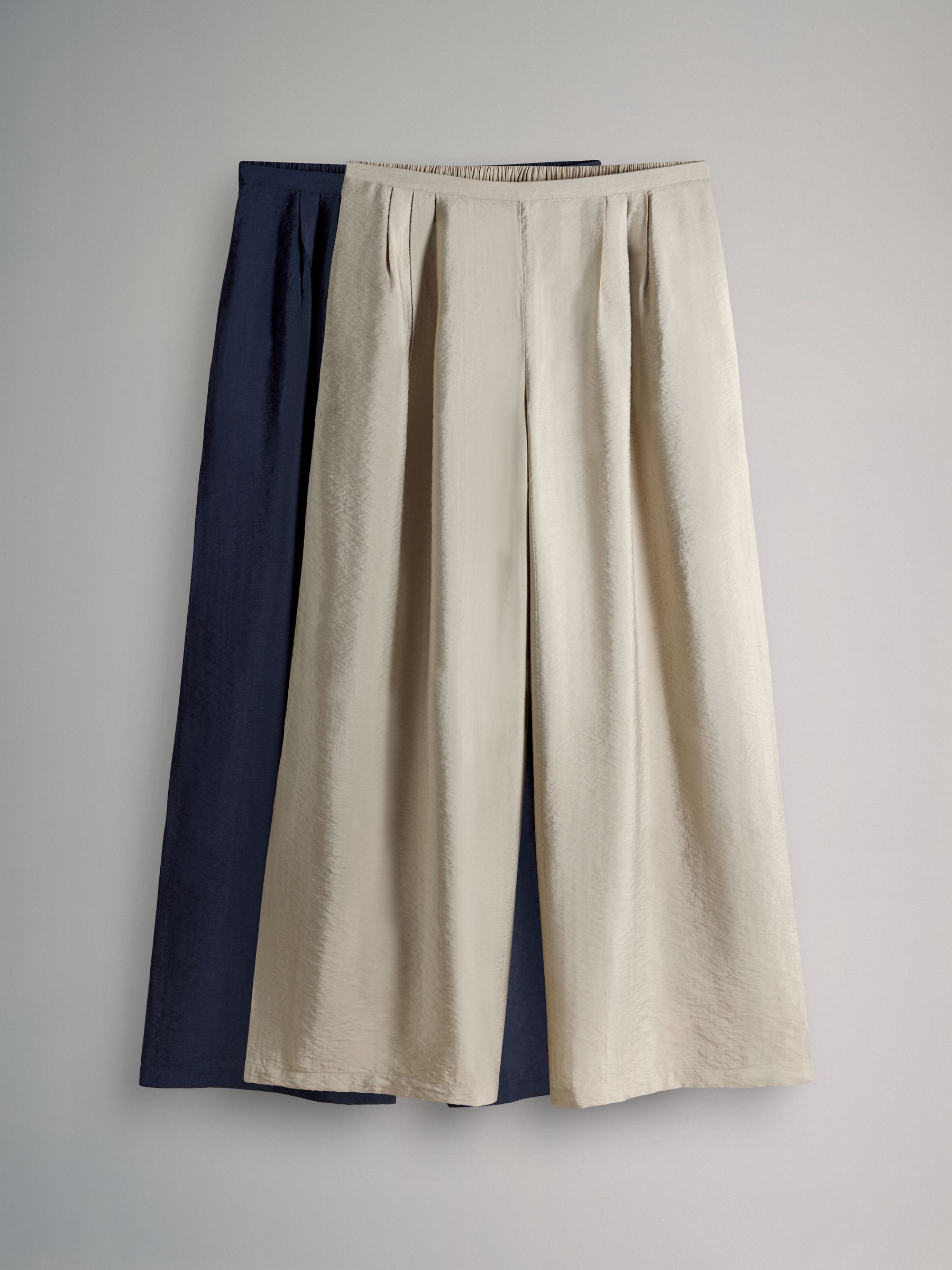 2 Pack Palazzo Wide Leg Trousers Neutral/Navy Blue - Image 2 of 6