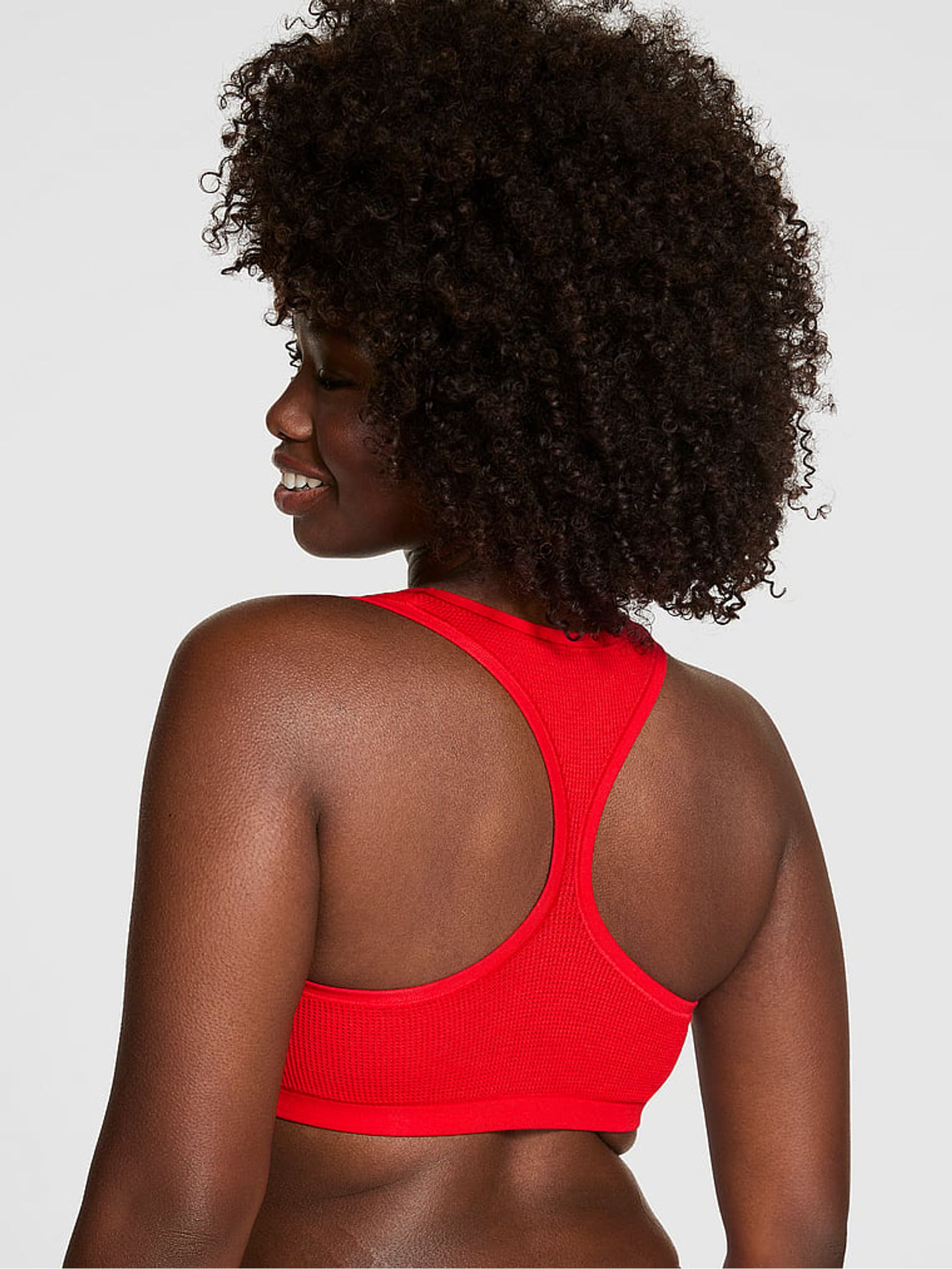 Bright Vermillion Red Script Cotton Racerback Bralette - Image 2 of 3 Bright Vermillion Red Script Cotton Racerback Bralette - Image 2 of 3