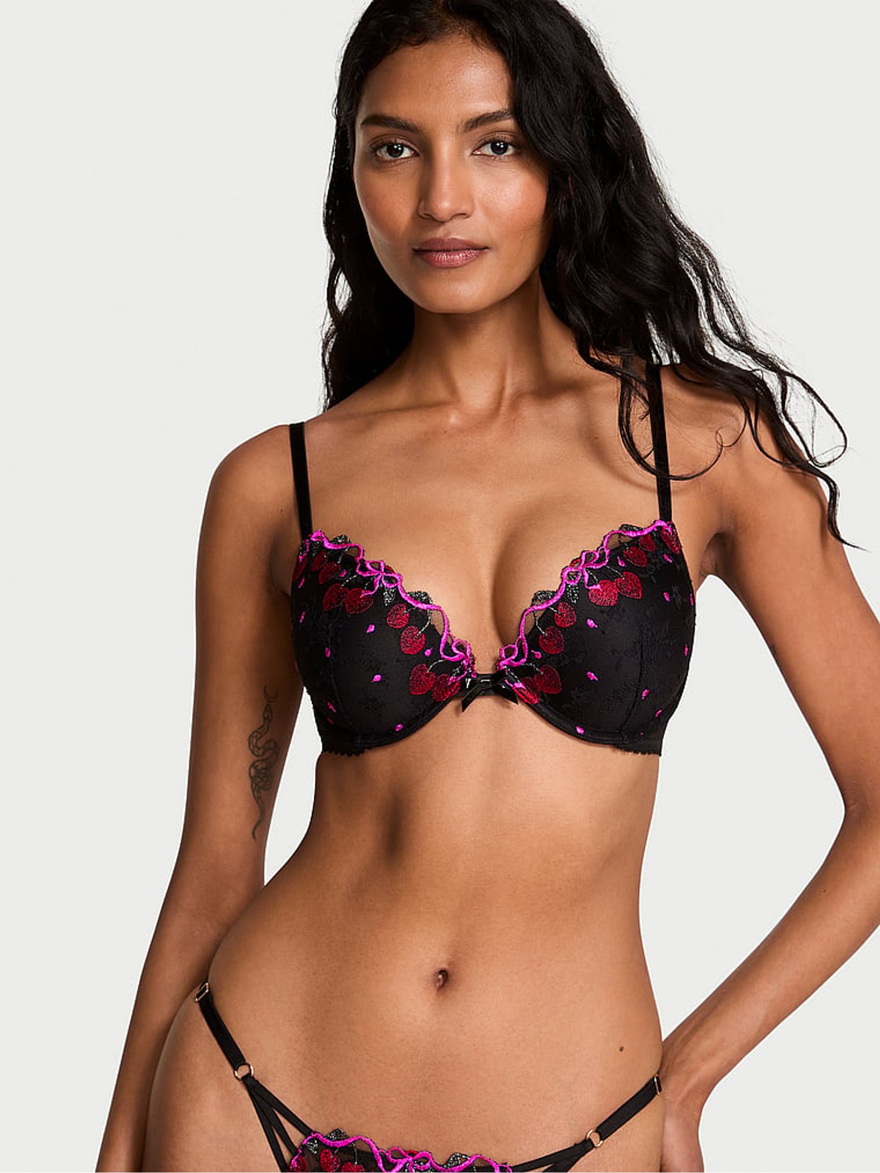 Black Cherry Bomb Embroidered Bra - Image 1 of 4