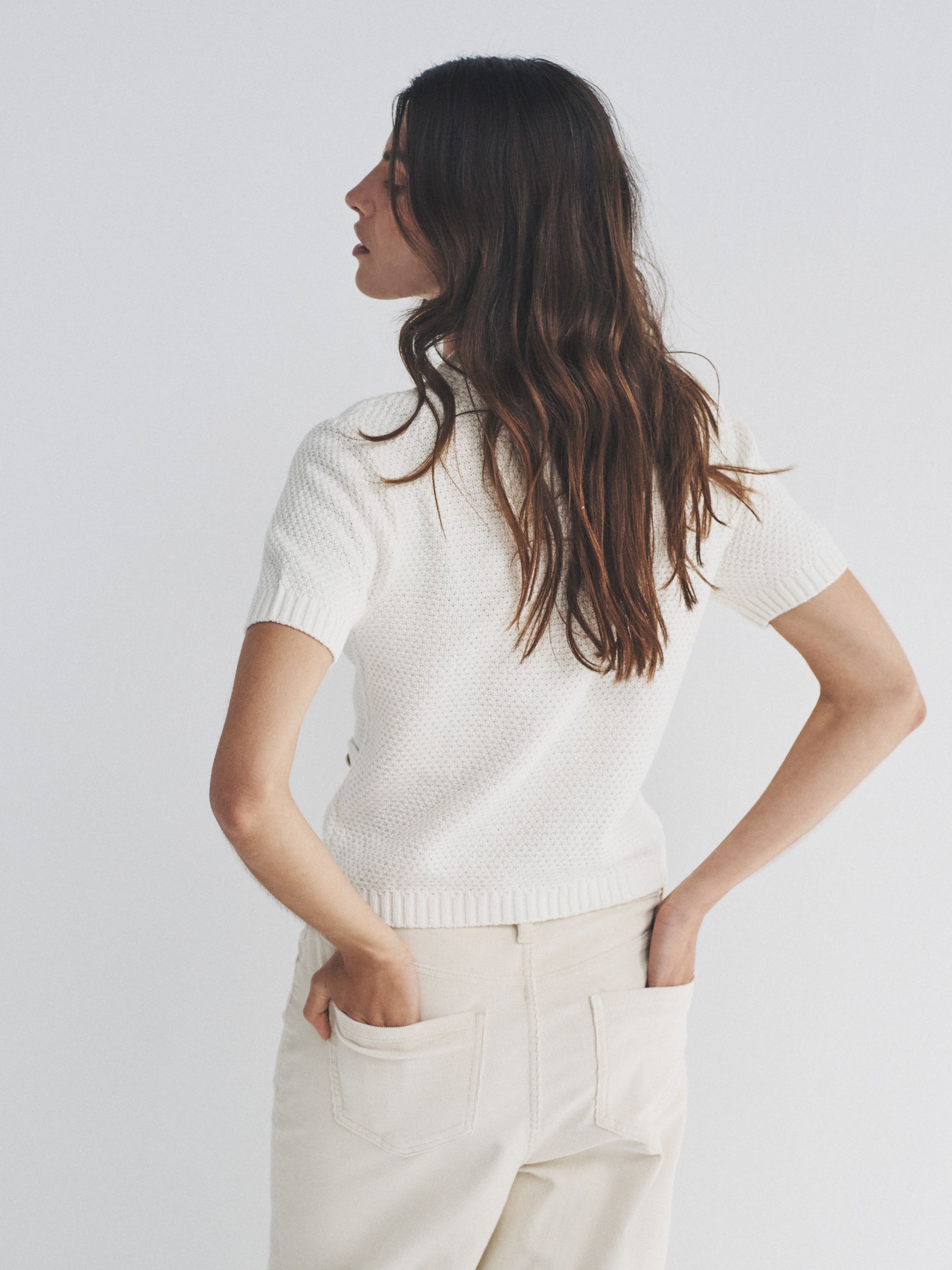 2 Pack Gold Button Knitted Short Sleeve Cardigans Cream/Black - Image 3 of 5